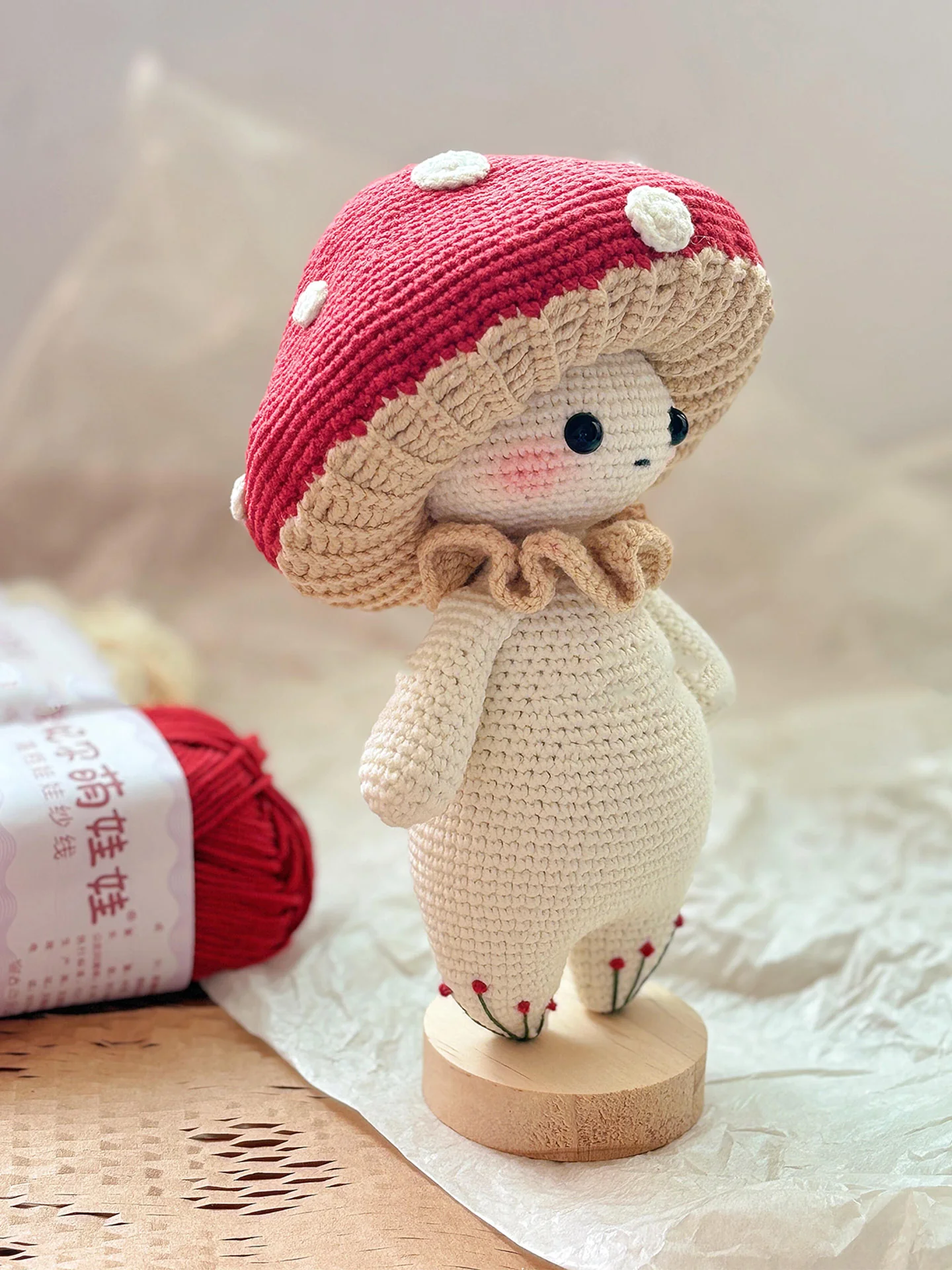 diy crochet Mushroom Elf Doll kit - Image 4