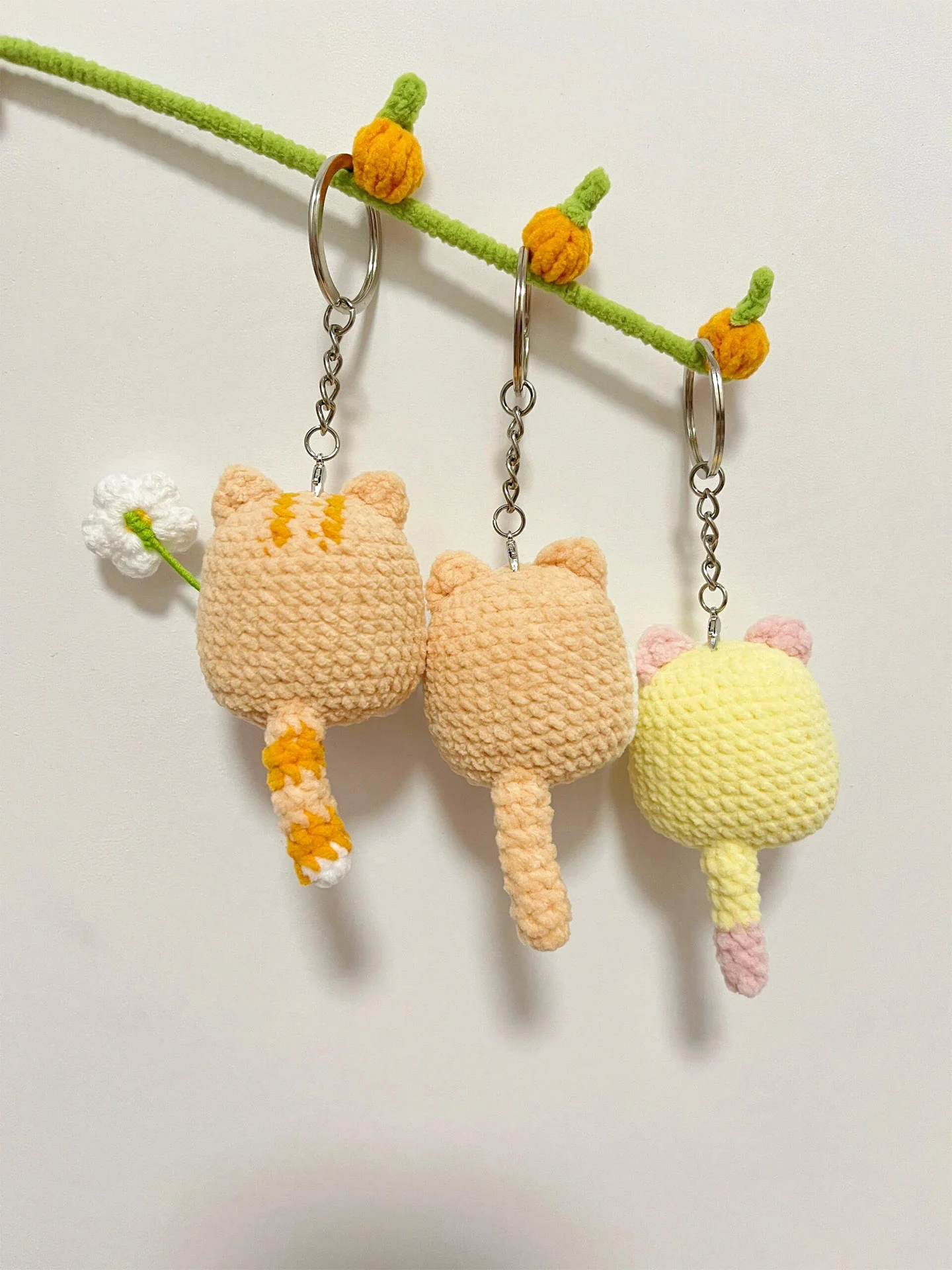 diy wool floral kitten pendant keychain doll - Image 5