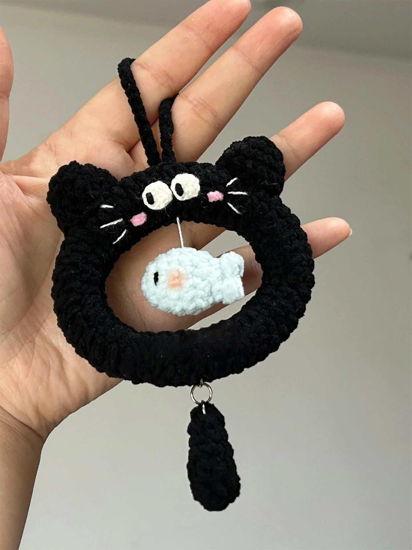 diy wool little black cat pendant - Image 2