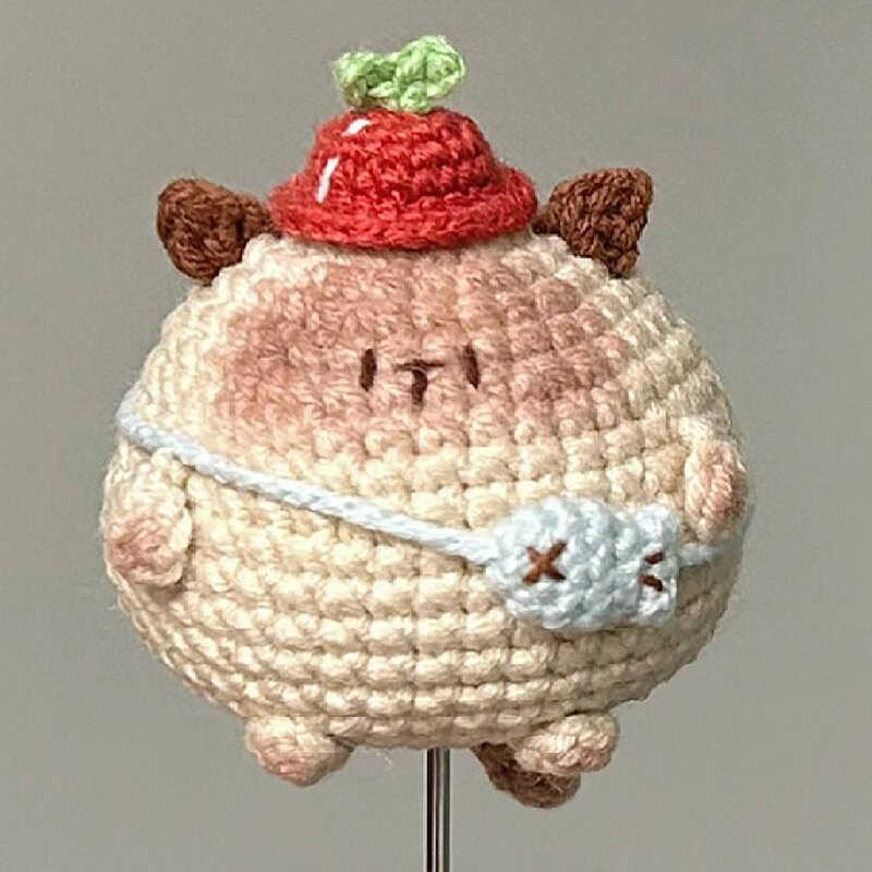 diy wool Mini kitty cat flowerpot keychain - Image 3