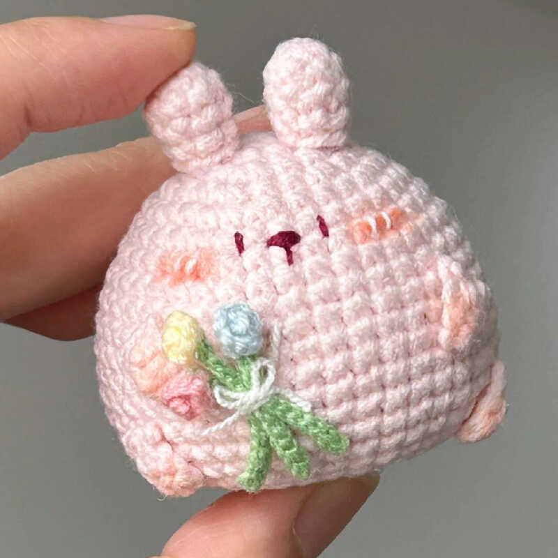 diy wool Mini kitty cat flowerpot keychain - Image 8
