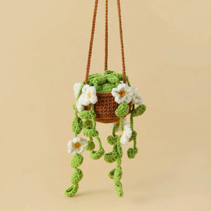 DIY woven strawberry flower basket car pendant - Image 2