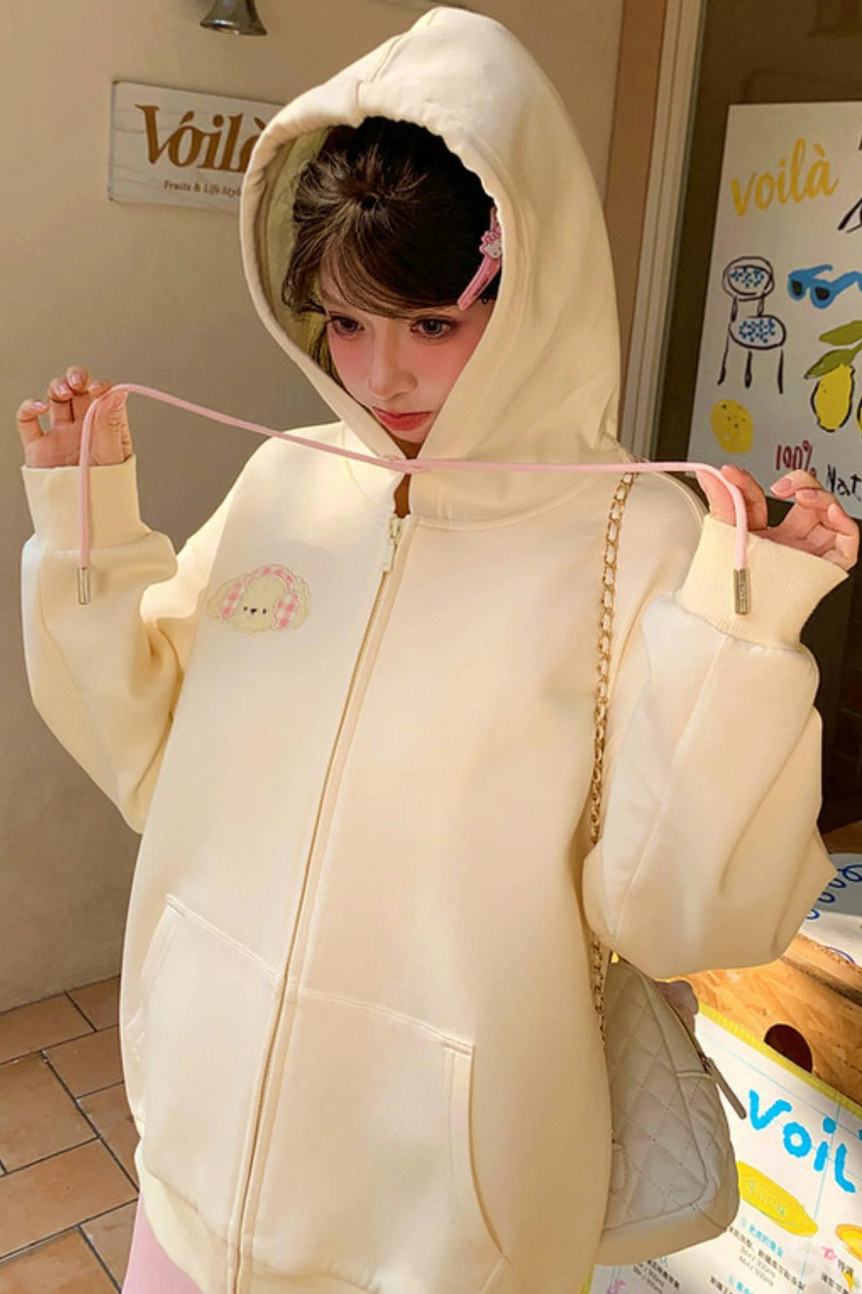Dog Embroidery Hooded Jacket - Image 3