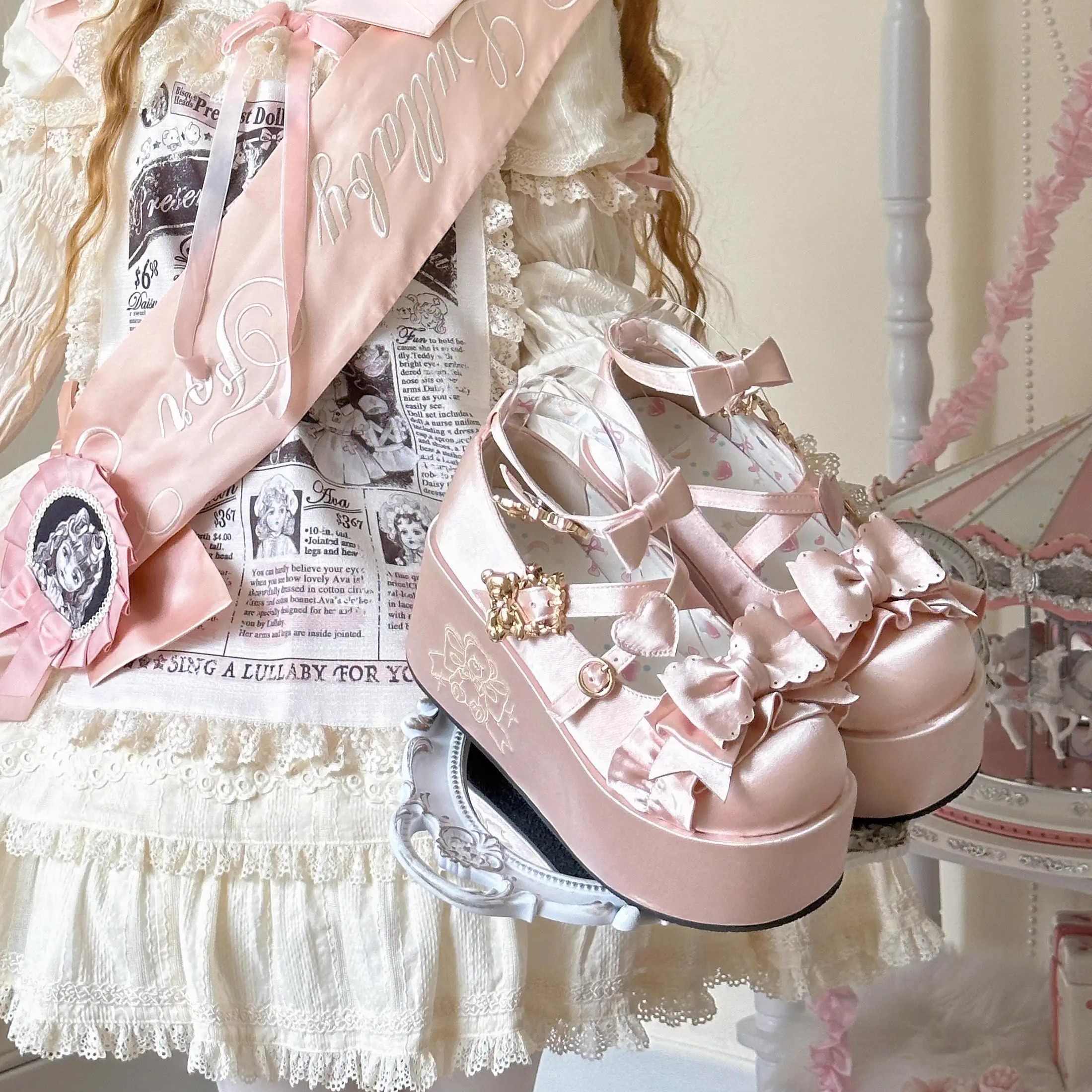 Doll-like Satin Platform Lolita Shoes - Image 4
