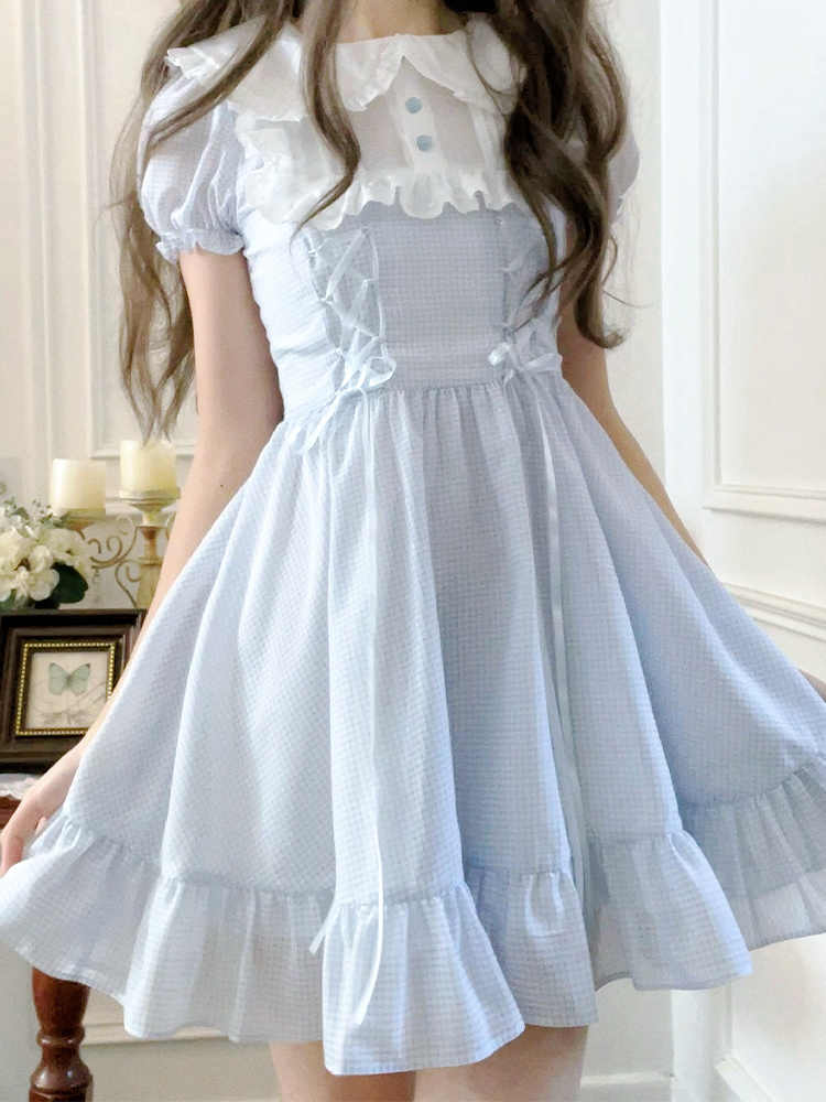 Dollete Baby Blue Plaid Dress - Image 3