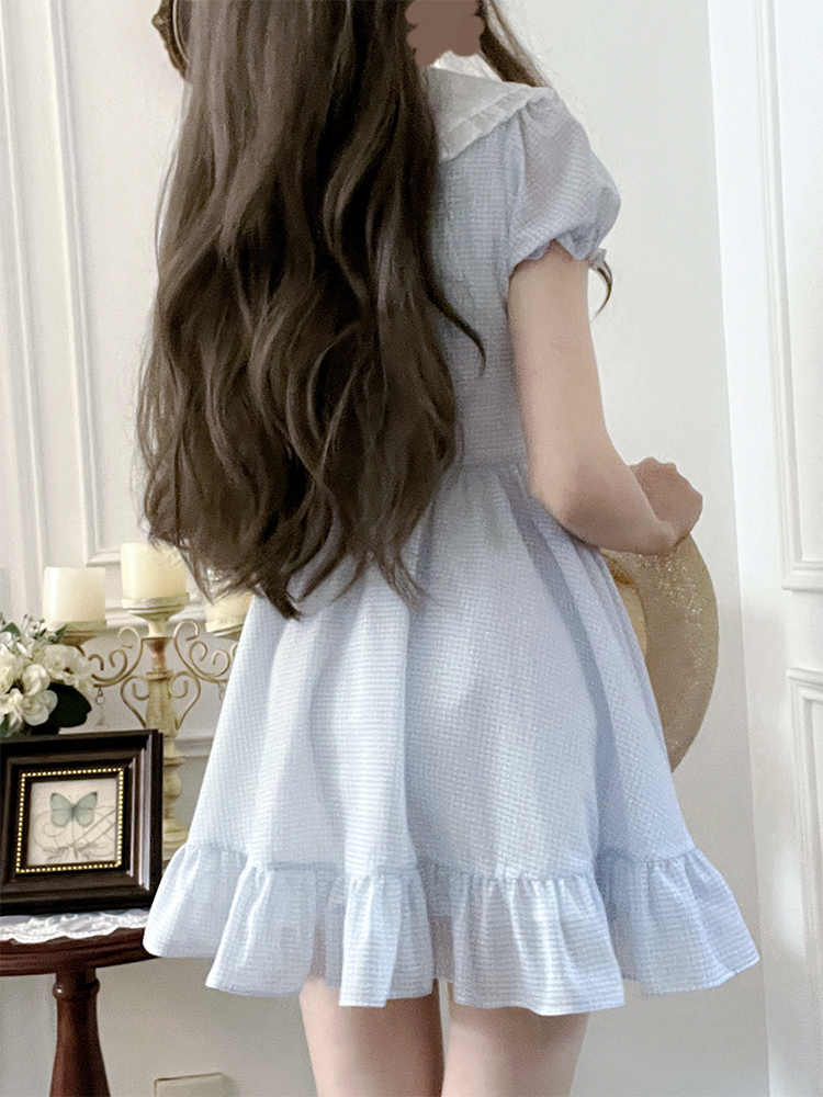 Dollete Baby Blue Plaid Dress - Image 4