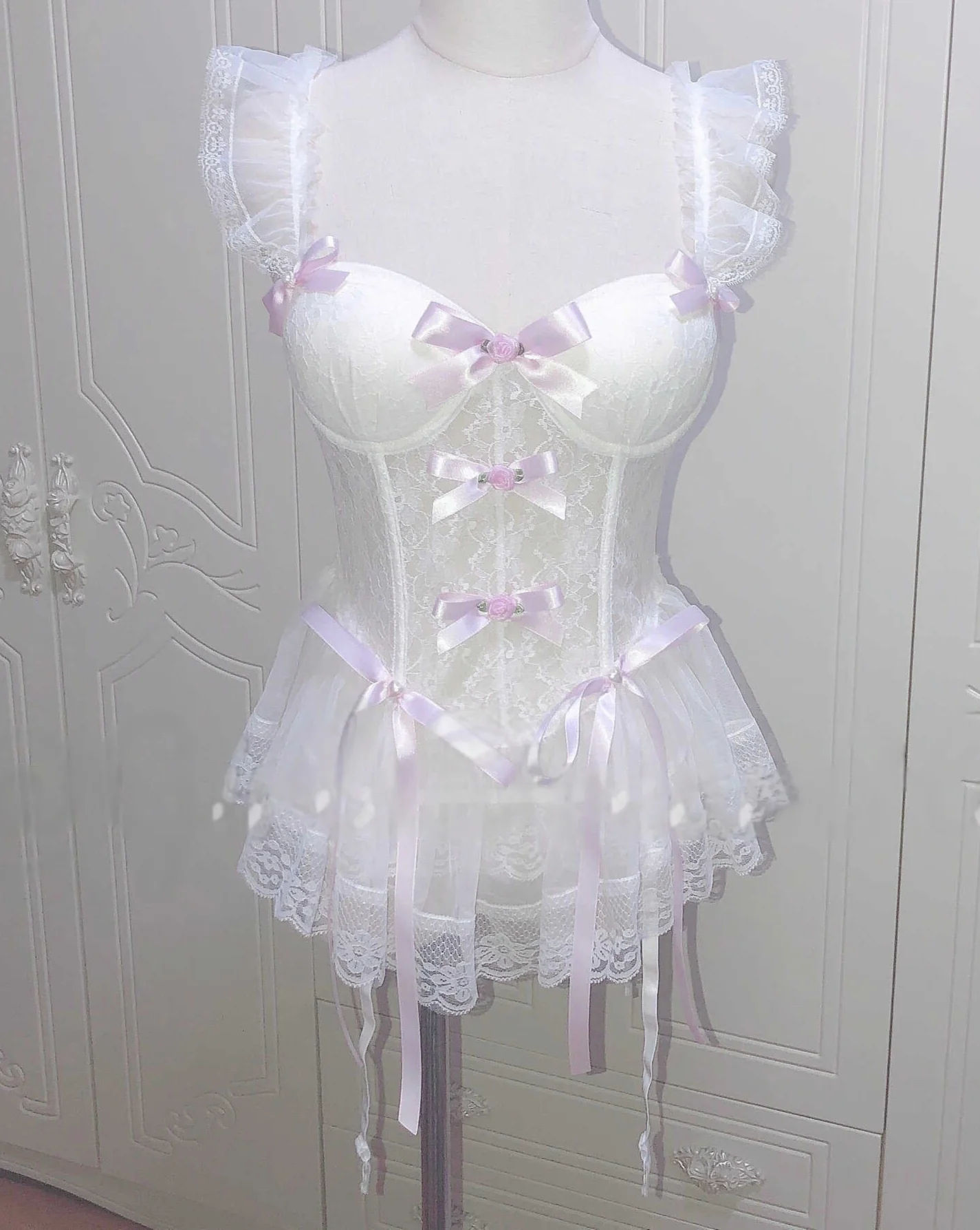 Dollete Bow Lace Fishbone Corset