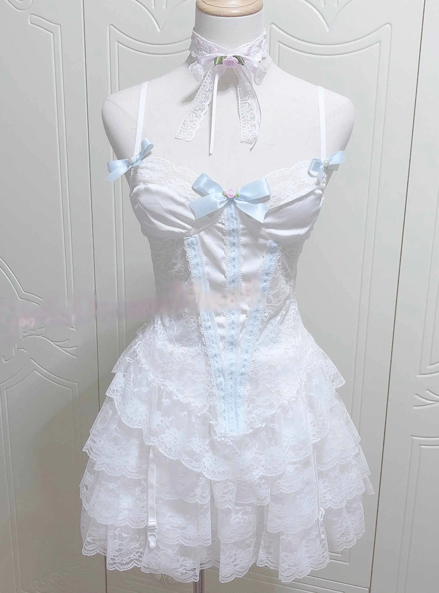 Dollete Bow Satin Lace Corset - Image 2