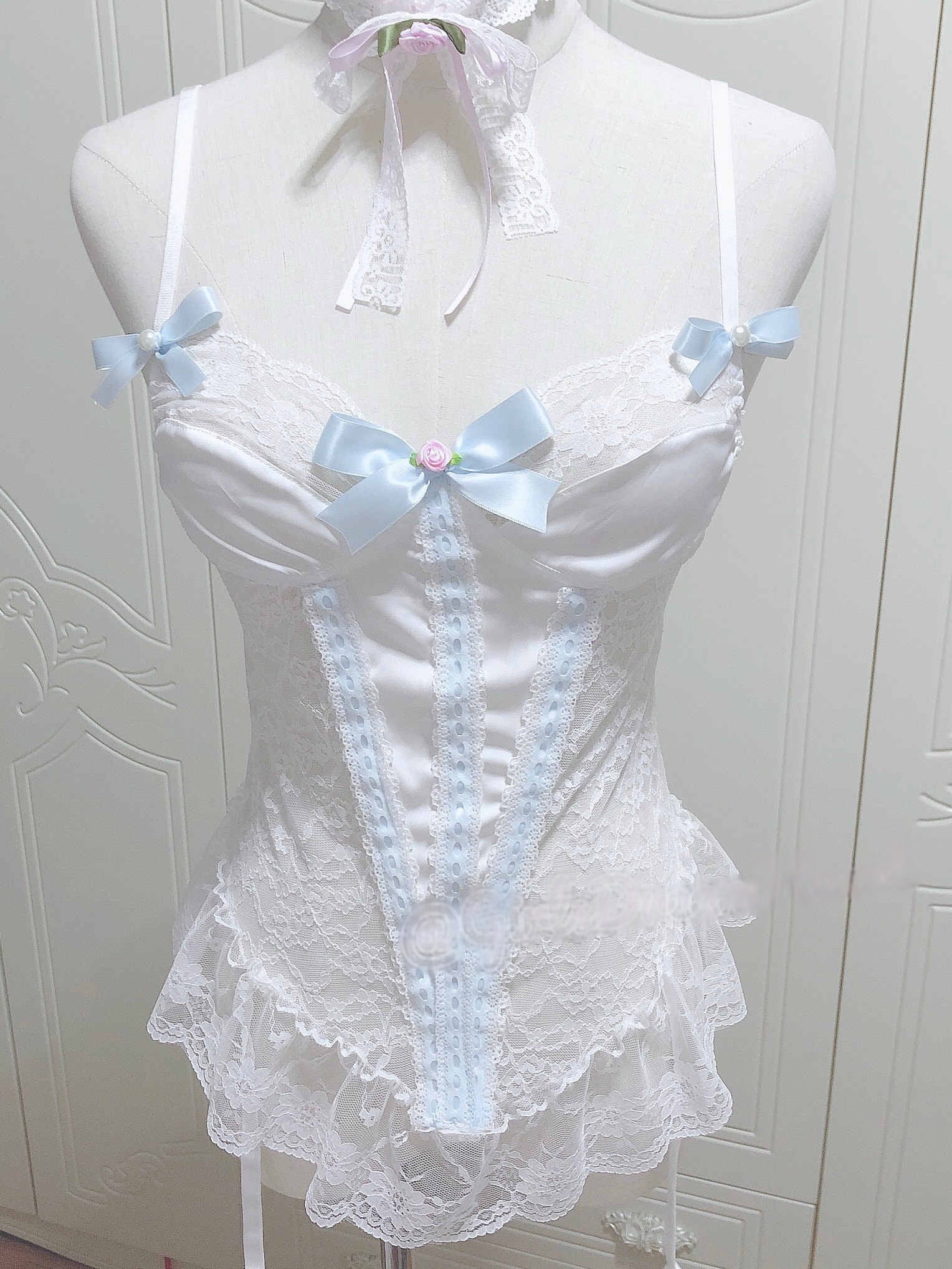 Dollete Bow Satin Lace Corset - Image 3