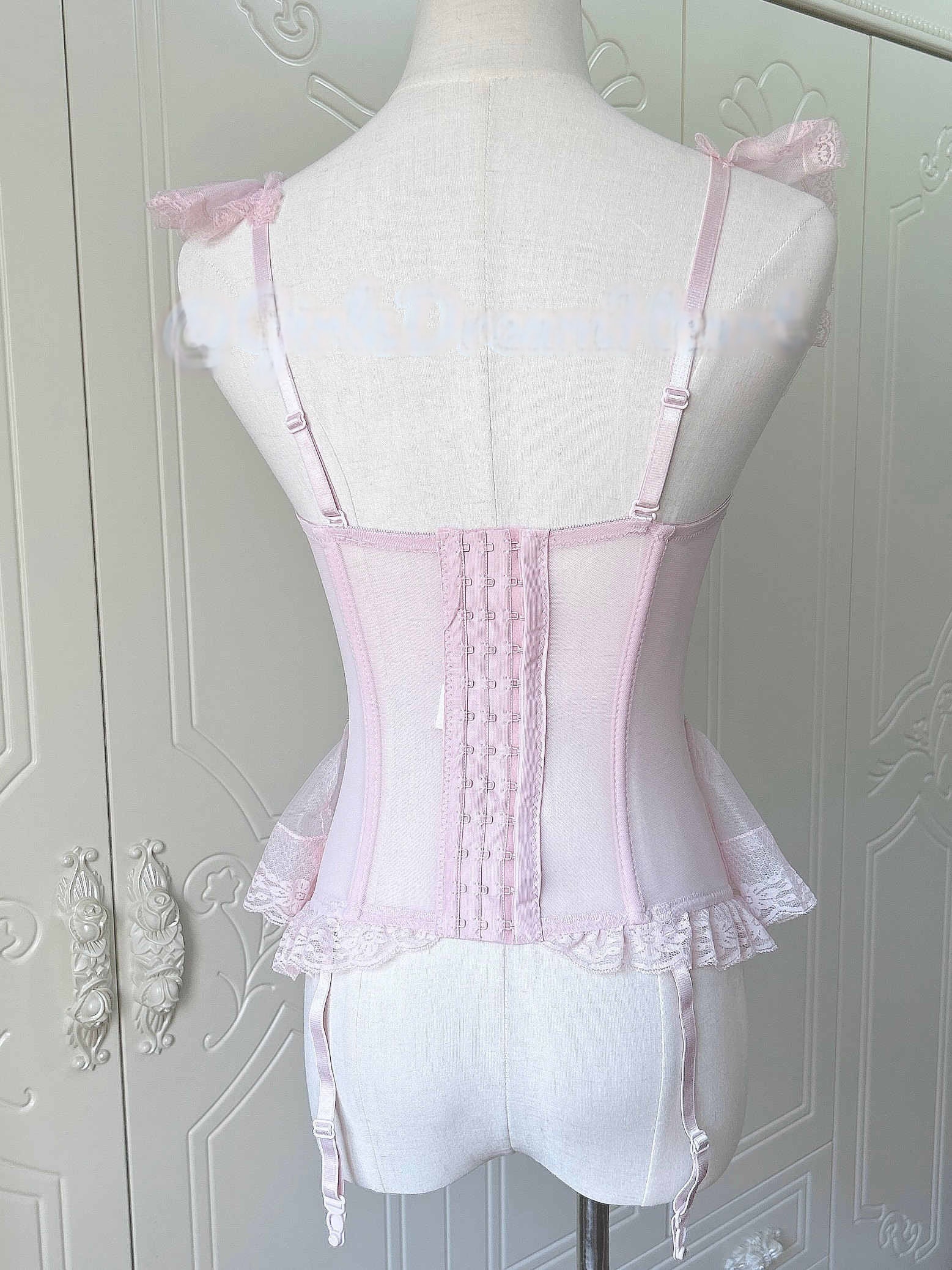 Dollete Lace Bows Fishbone Pink Corset - Image 5