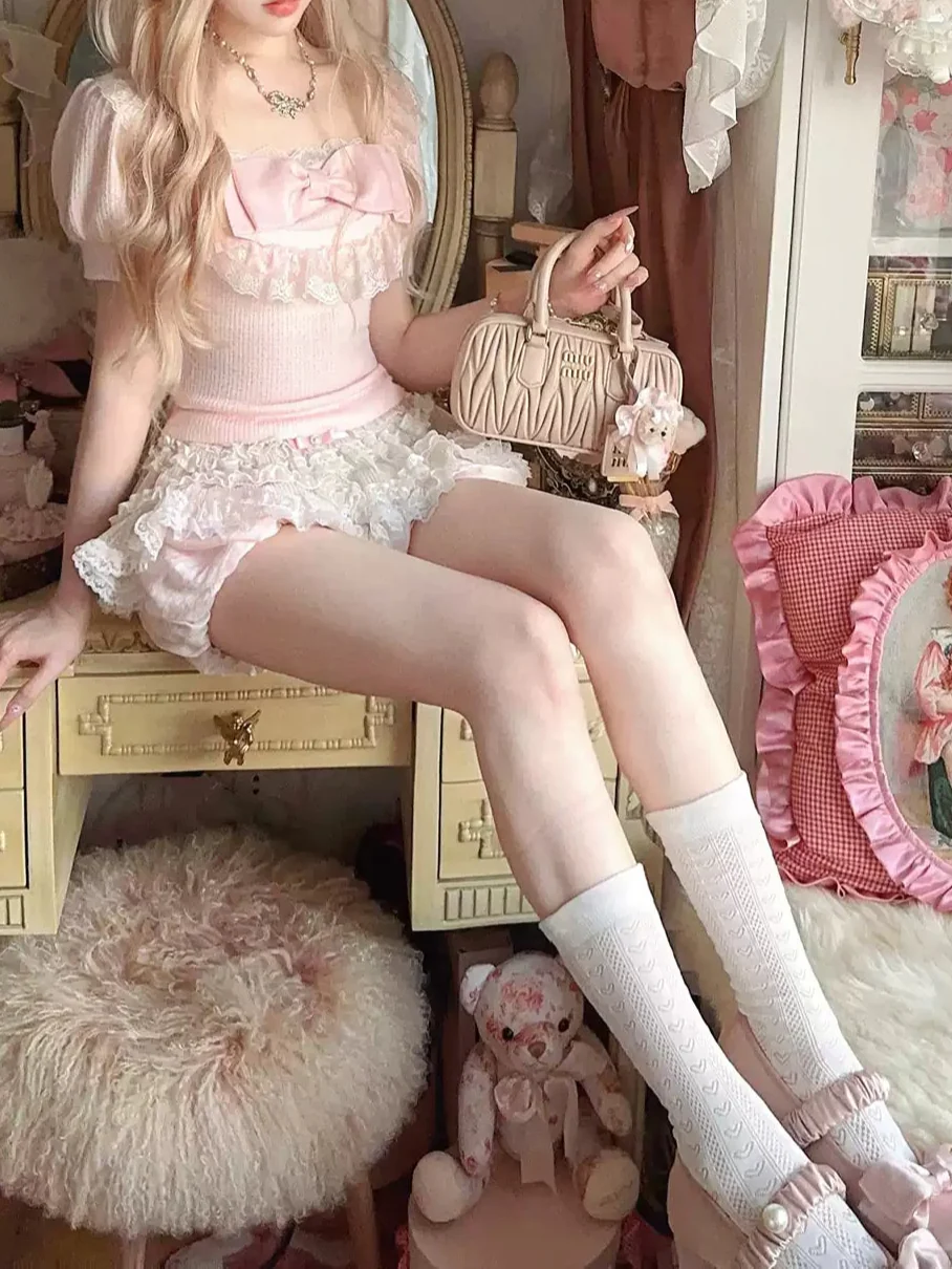 Dollete Ribbon Bow Knitted Shirt - Image 3