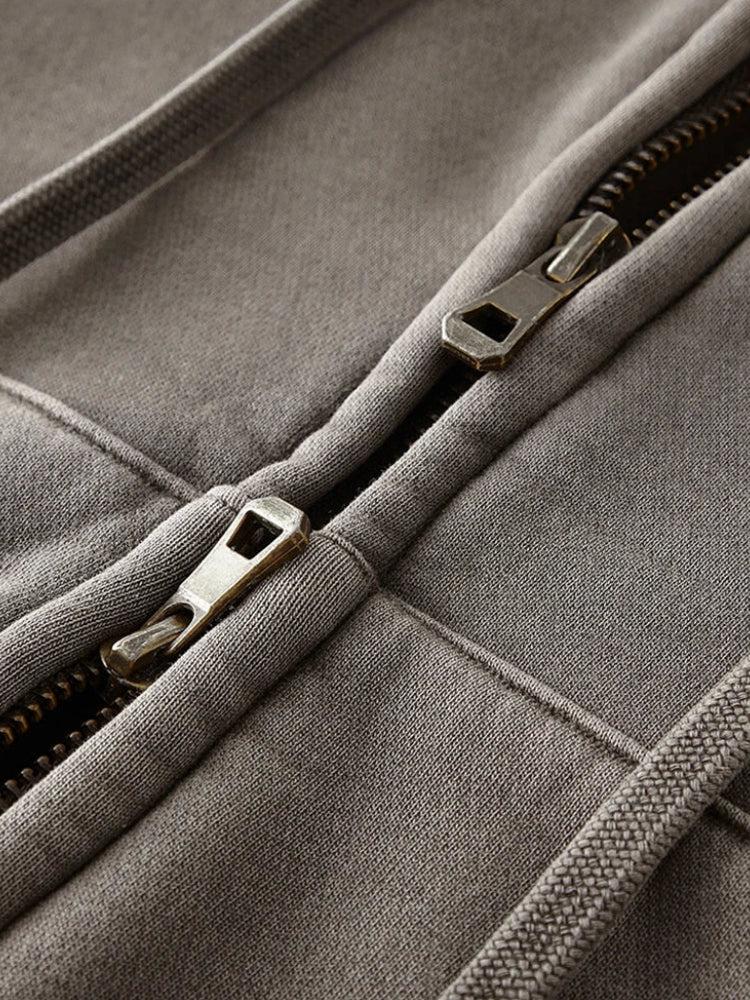 Double Zip-Up Cropped Hoodie - Image 11