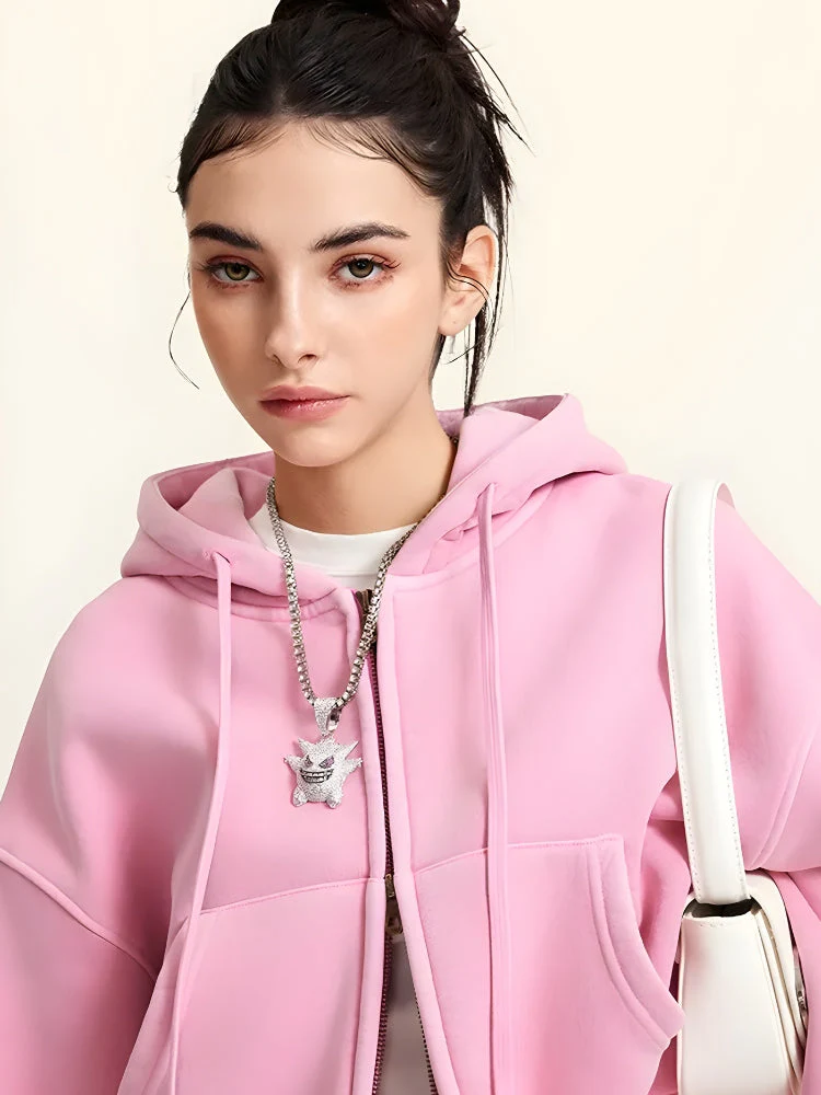 Double Zip-Up Cropped Hoodie - Image 4