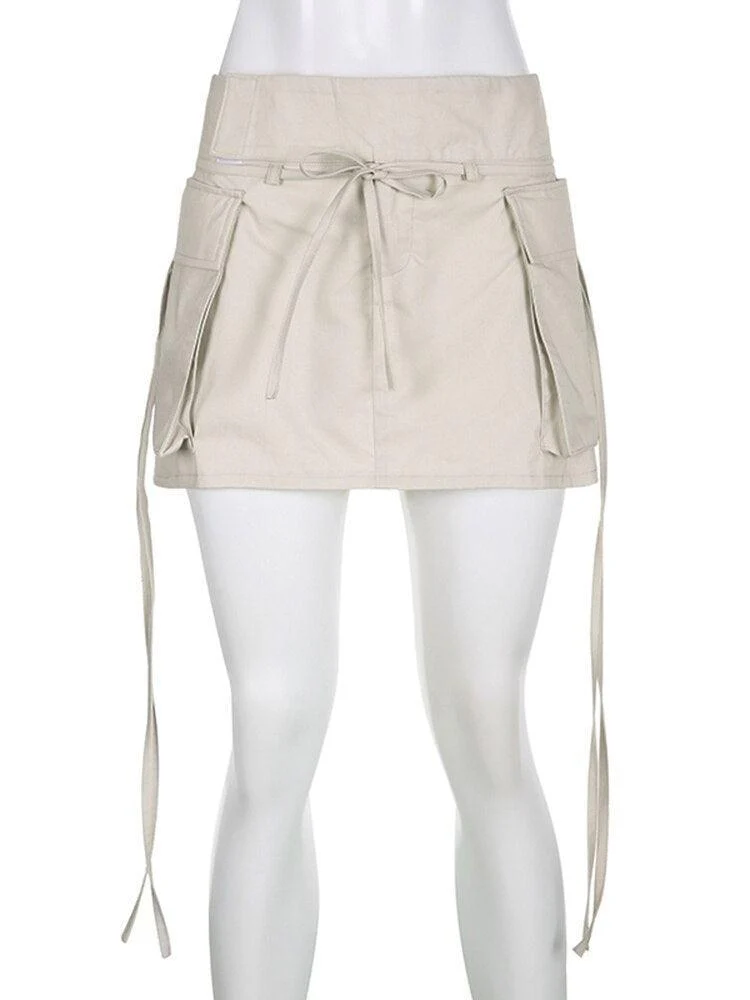 Drawstring Cargo Mini Skirt - Image 3