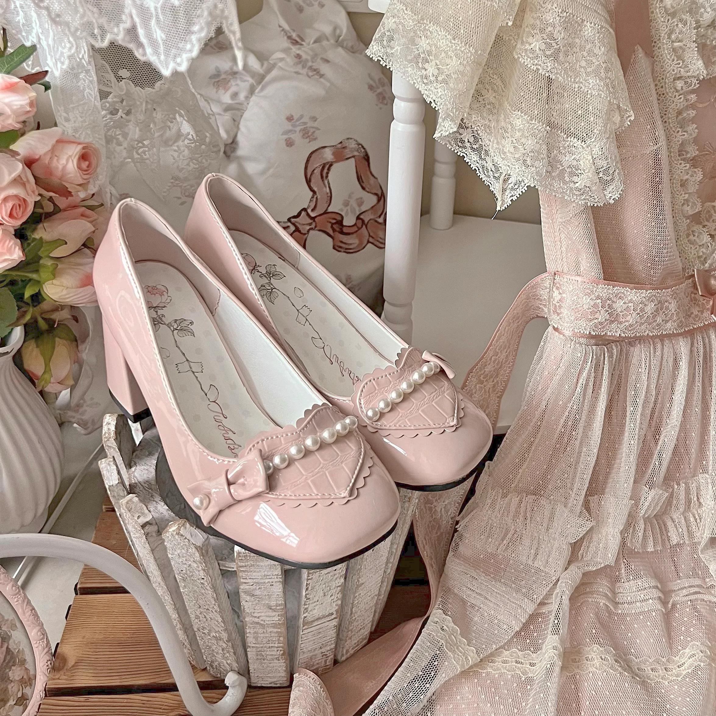 Dream Lolita Pearl Mary Jane High Heels - Image 3