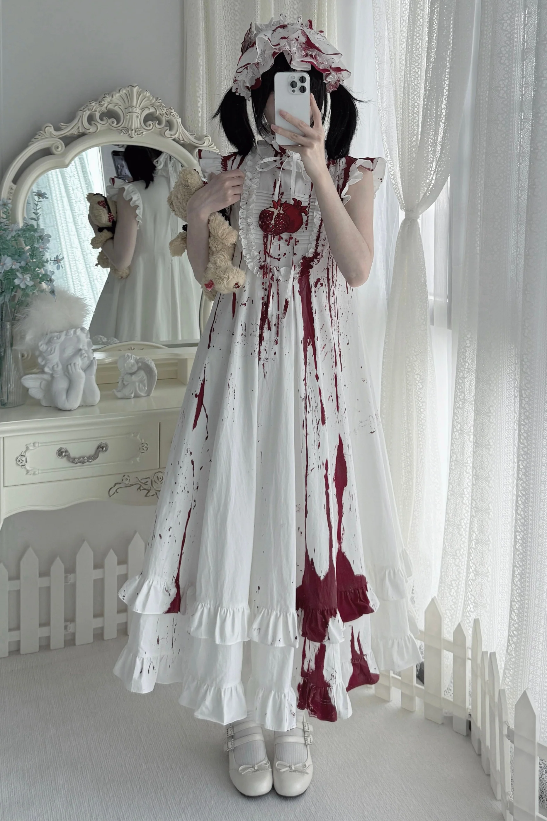 Pure Blood Lolita Dress + Headband + Brooch + Hat - Image 15
