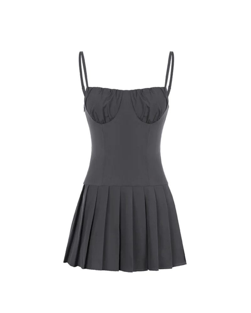 Dreamy Square Neck Light Pink Suspender Coquette Dress - Image 6