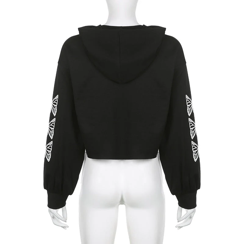 E-Girl Hardcore Print Gothic Crop Hoodie - Image 11