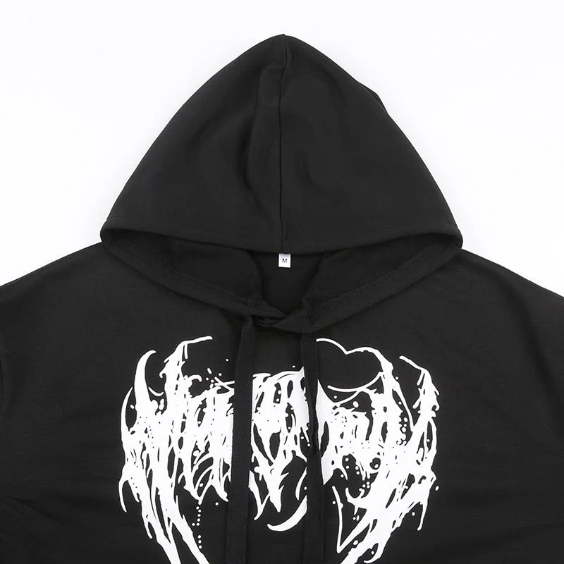 E-Girl Hardcore Print Gothic Crop Hoodie - Image 12