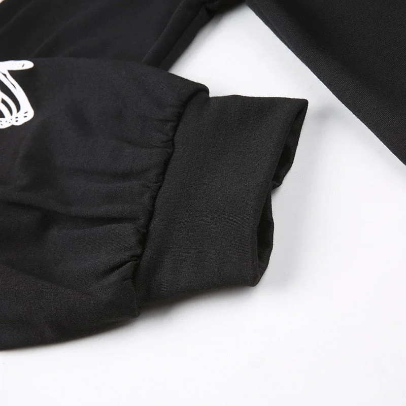 E-Girl Hardcore Print Gothic Crop Hoodie - Image 14