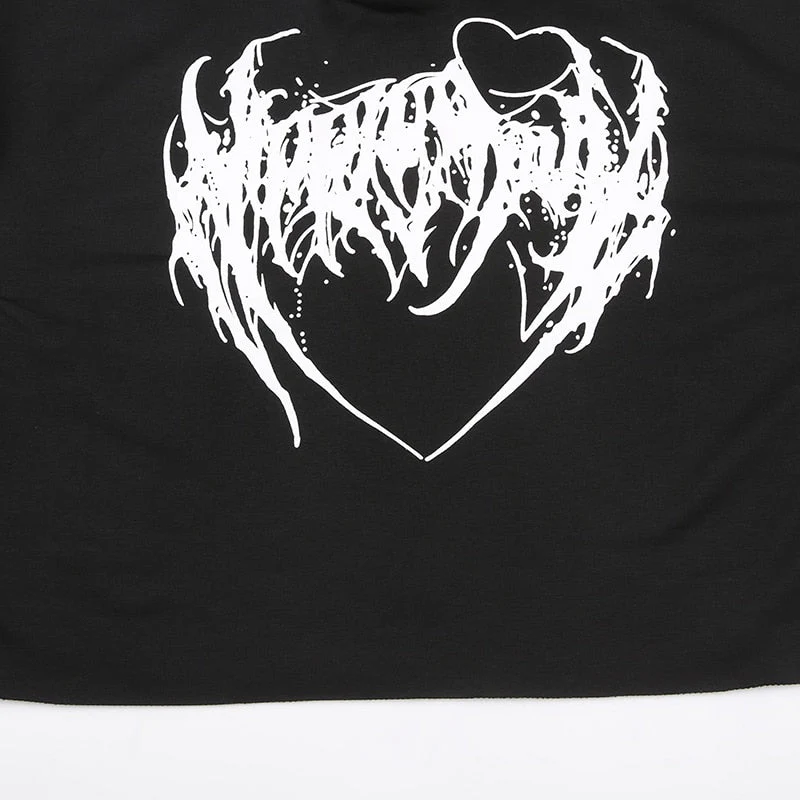E-Girl Hardcore Print Gothic Crop Hoodie - Image 16