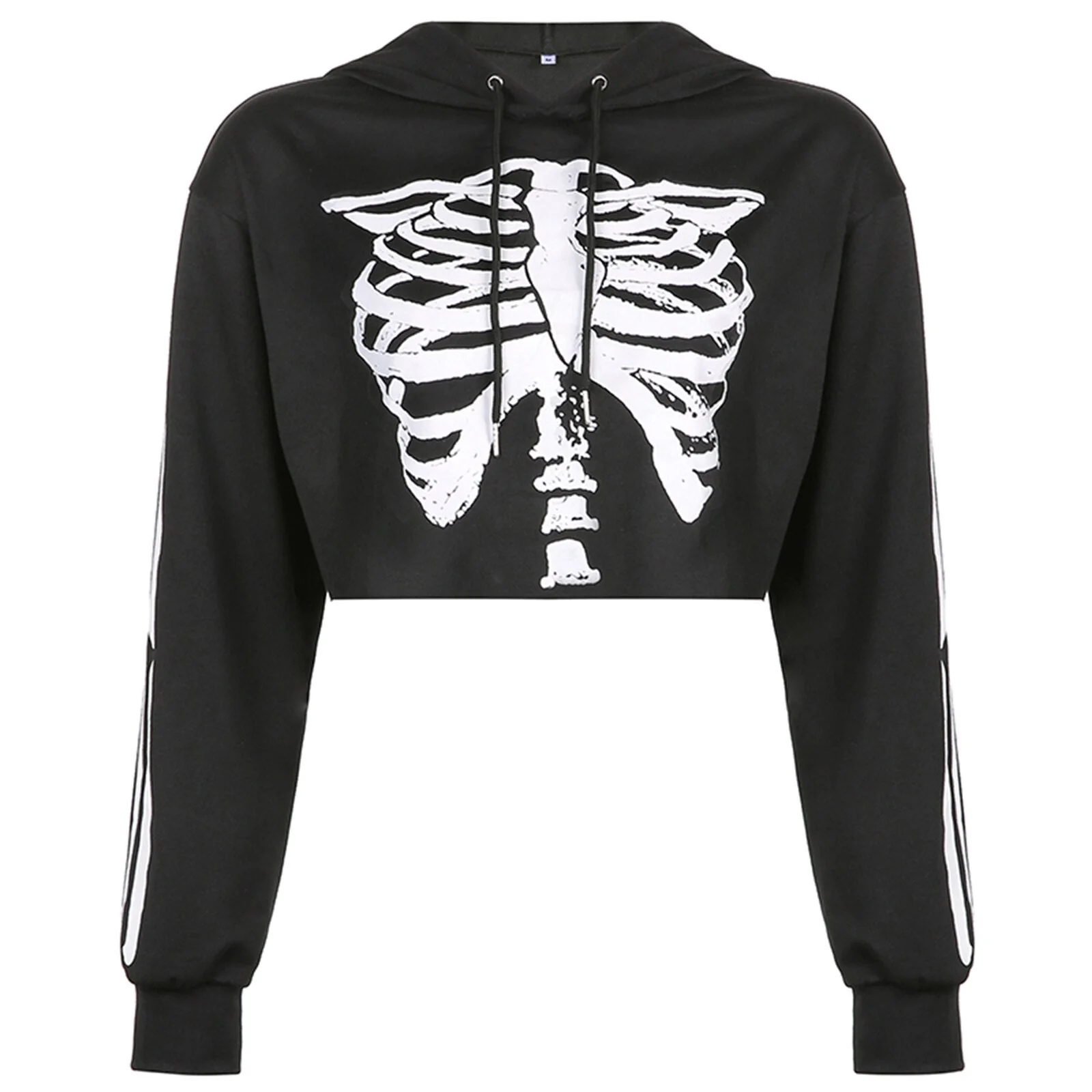 Egirl Goth Dark Grunge Skeleton Cropped Hoodie - Image 6