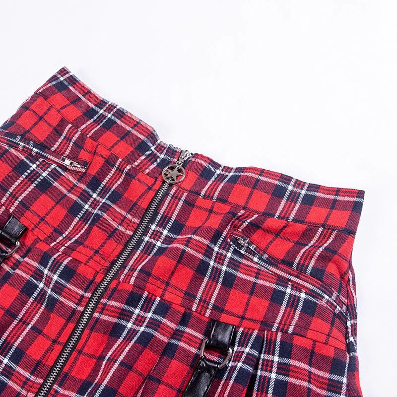 Egirl Punk Rock Red Plaid Skirt - Image 13