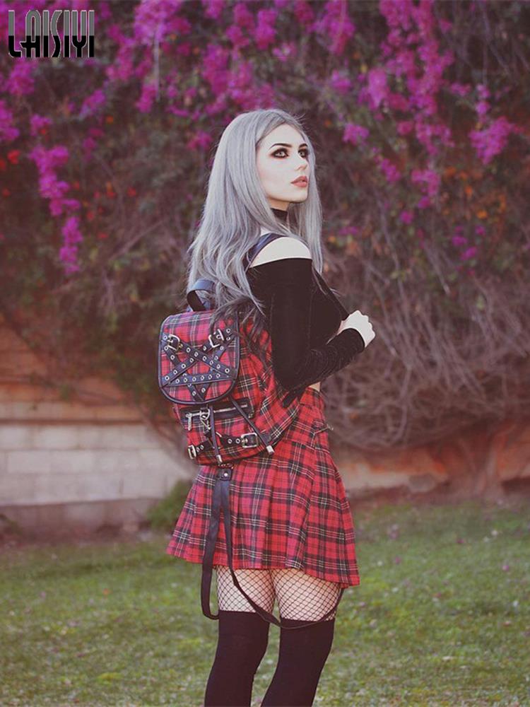 Egirl Punk Rock Red Plaid Skirt - Image 3