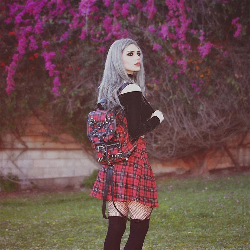 Egirl Punk Rock Red Plaid Skirt - Image 8
