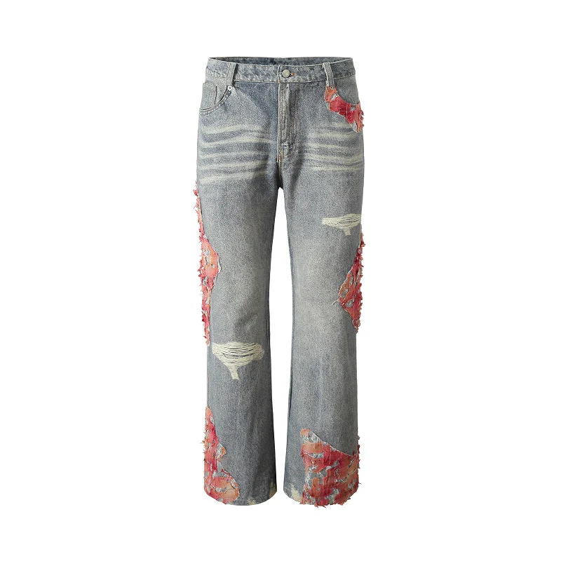 Elegant Evening Lace Embroidered Denim Jeans - Image 3