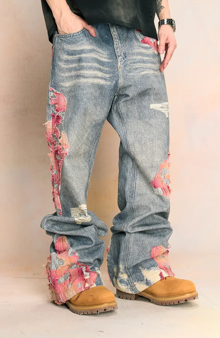 Elegant Evening Lace Embroidered Denim Jeans - Image 4