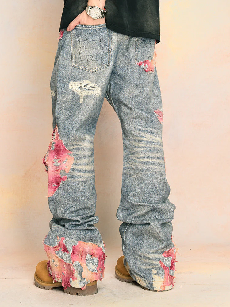 Elegant Evening Lace Embroidered Denim Jeans - Image 6