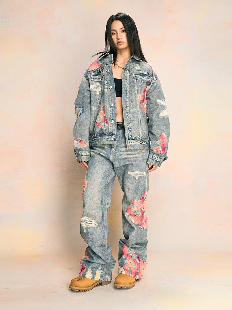 Elegant Evening Lace Embroidered Denim Jeans - Image 7
