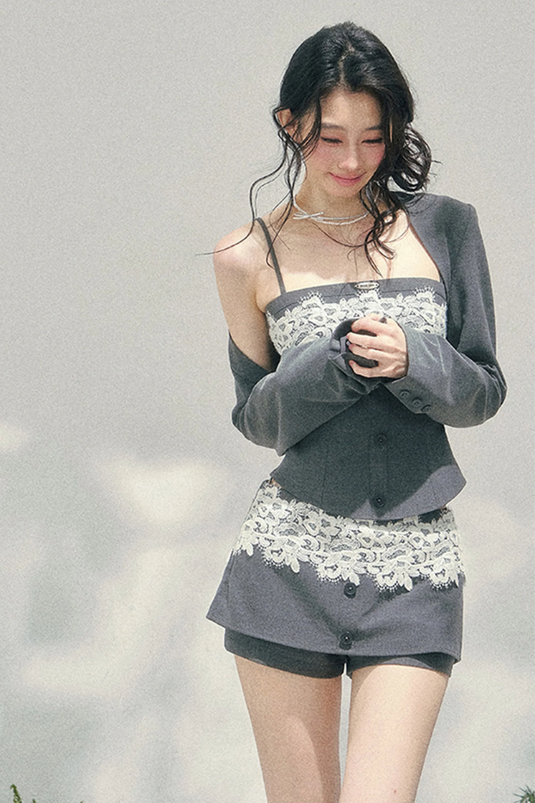 Elegant Lace Camisole Top + Shawl + Culottes - Image 7