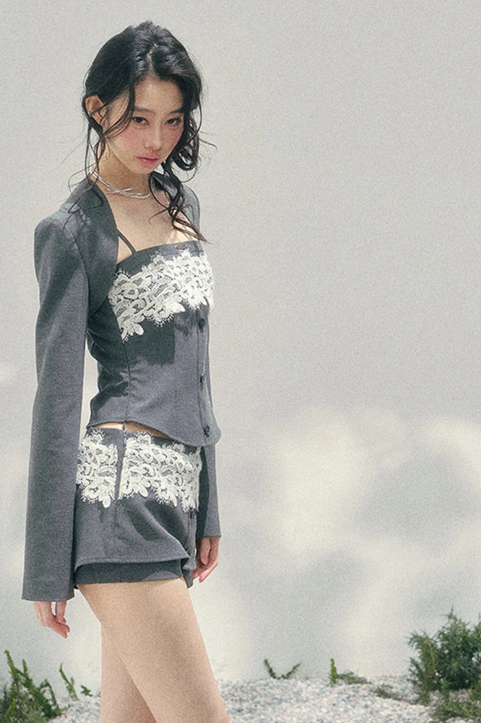 Elegant Lace Camisole Top + Shawl + Culottes - Image 9