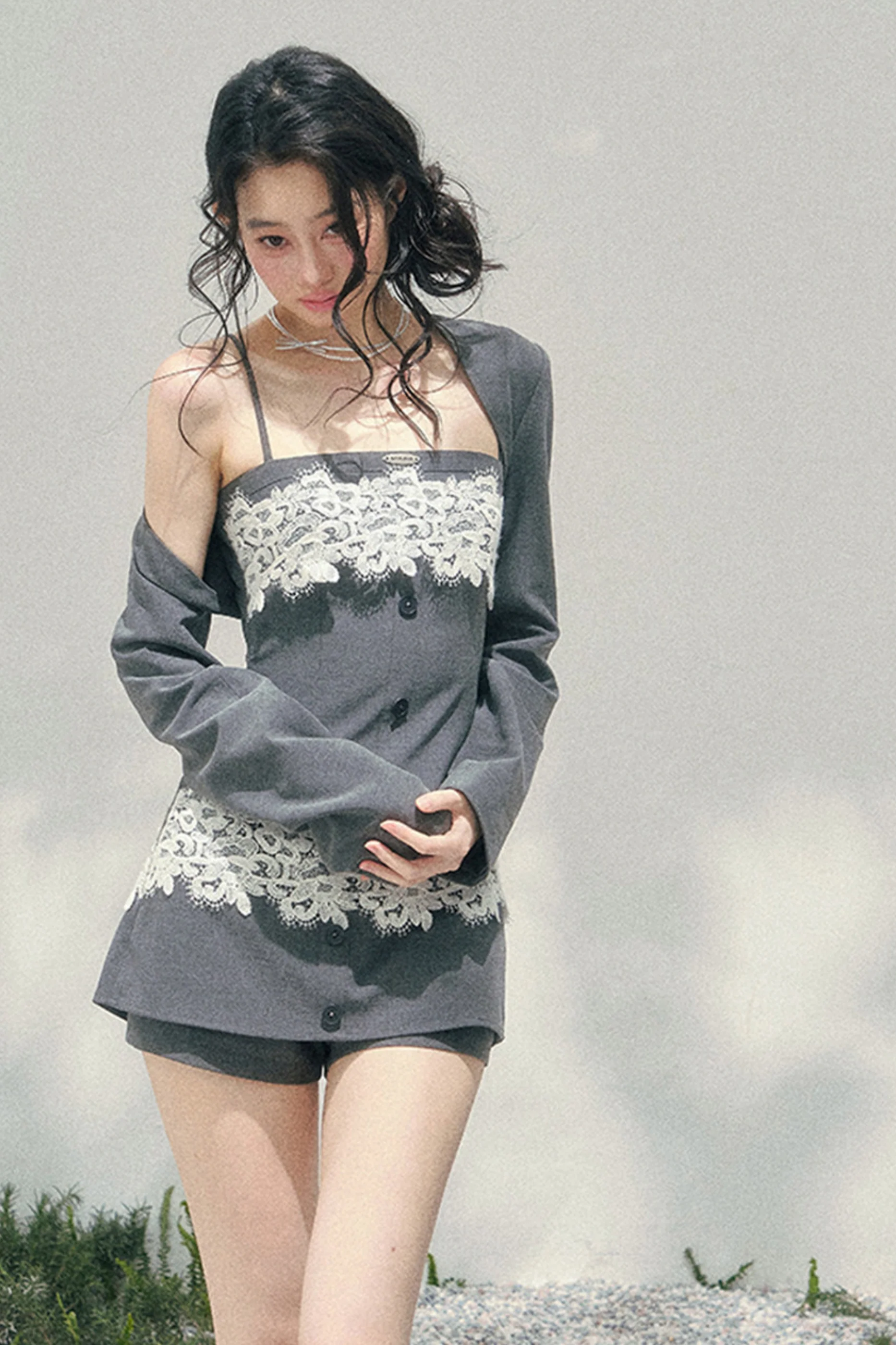 Elegant Lace Camisole Top + Shawl + Culottes - Image 8
