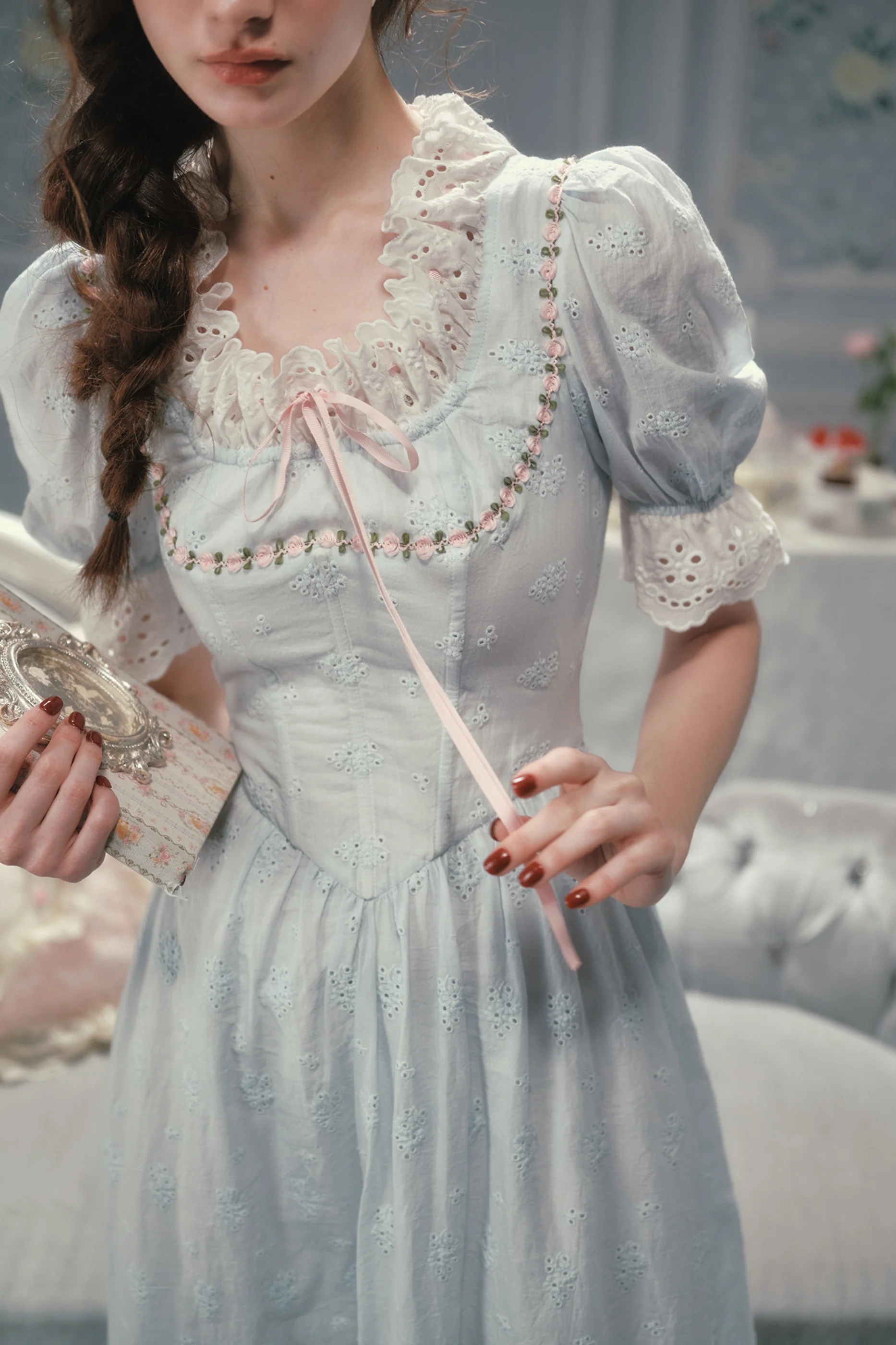 Élysée Cotton Fishbone Dress - Image 11