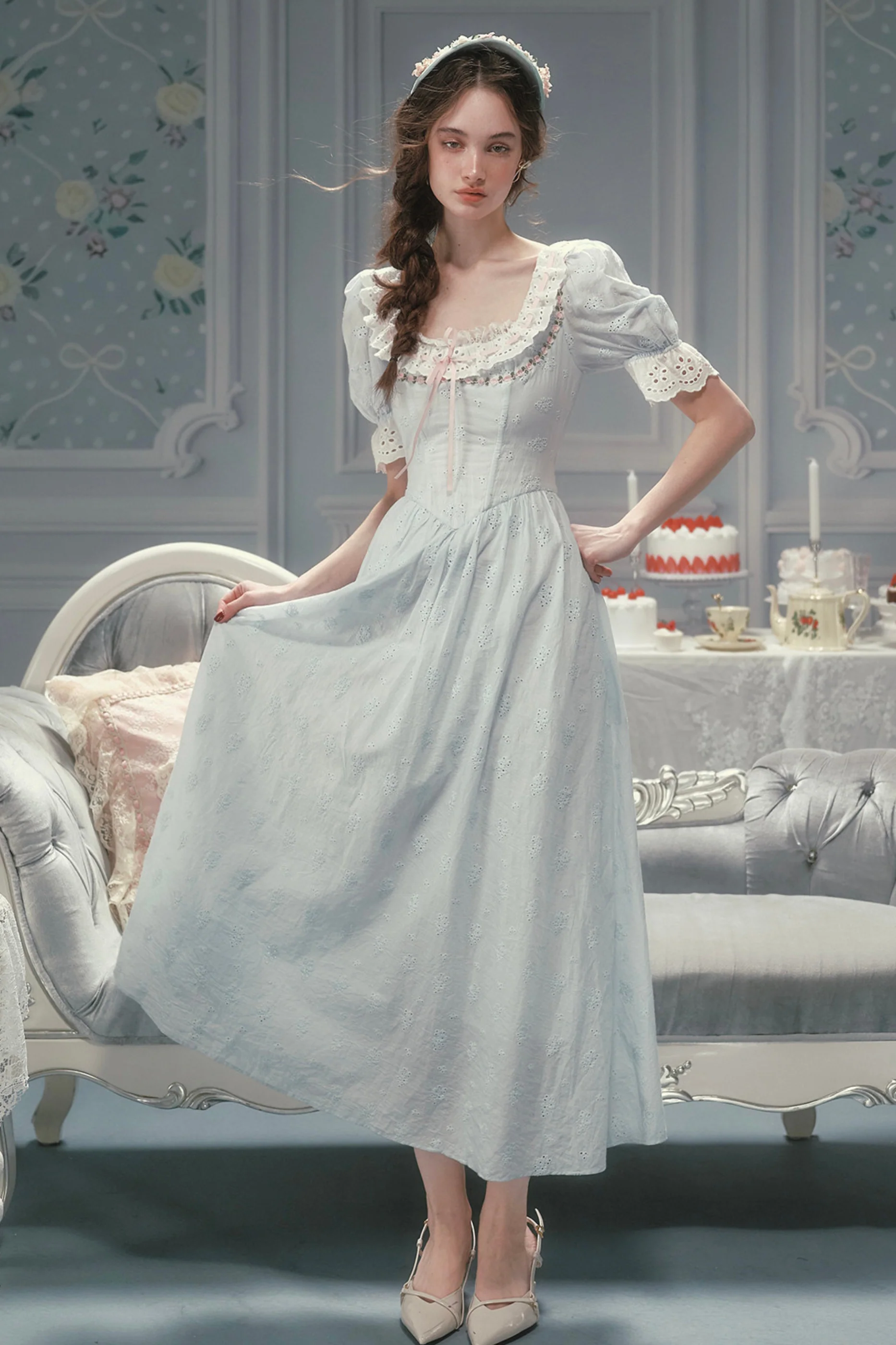 Élysée Cotton Fishbone Dress - Image 4