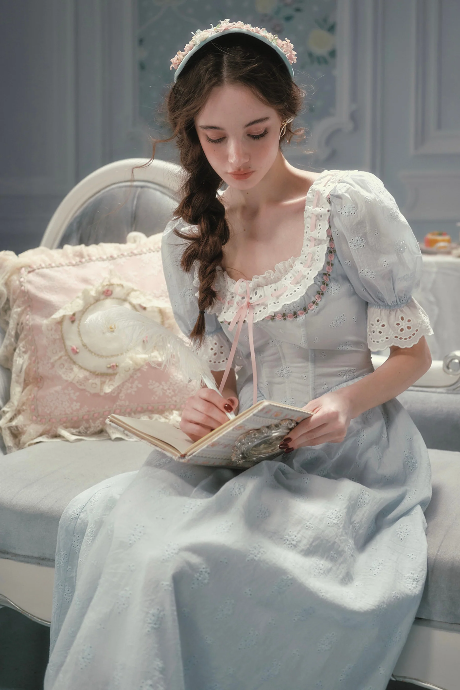 Élysée Cotton Fishbone Dress - Image 9