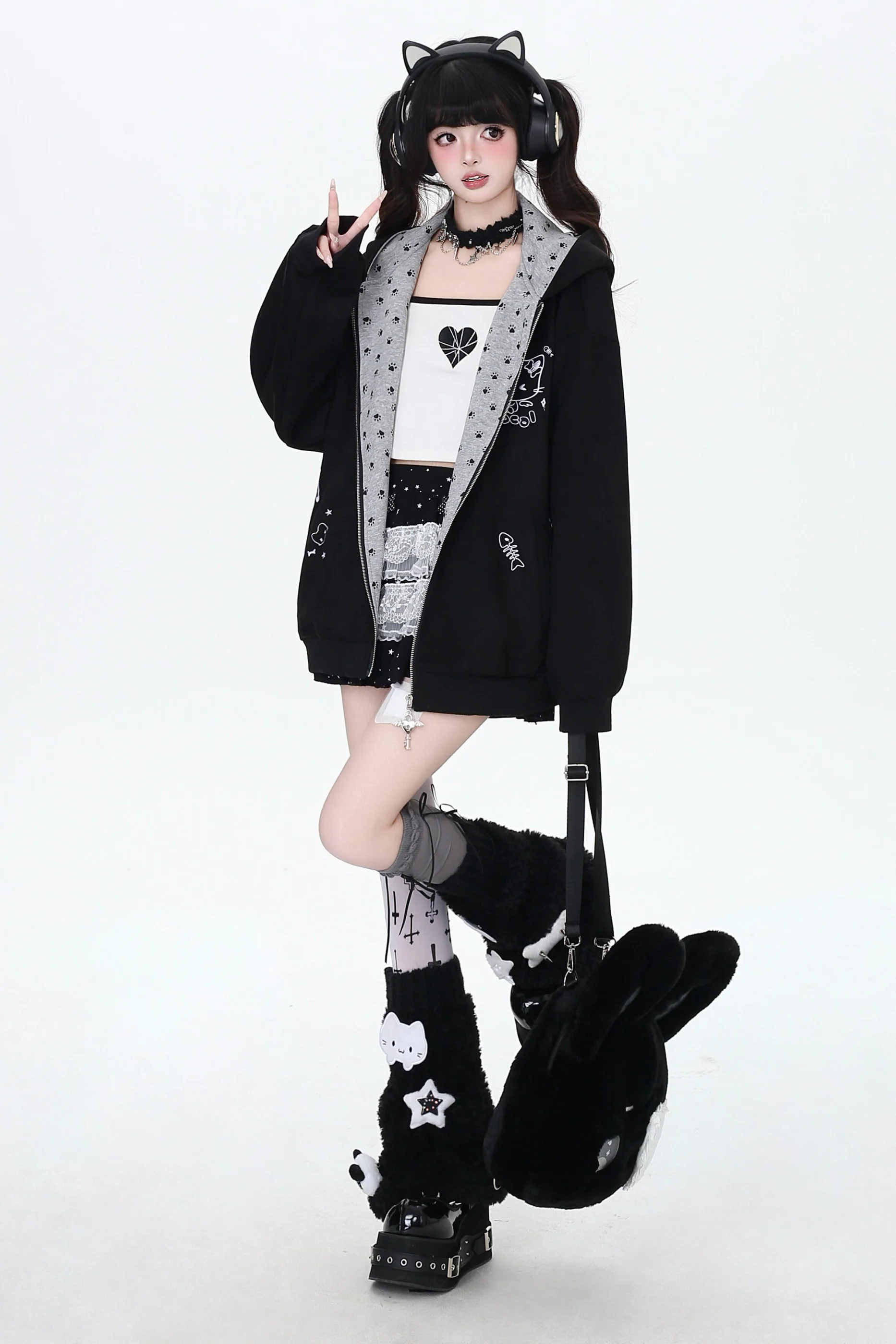 Subculture Cat Ear Hooded Jacket - Image 13