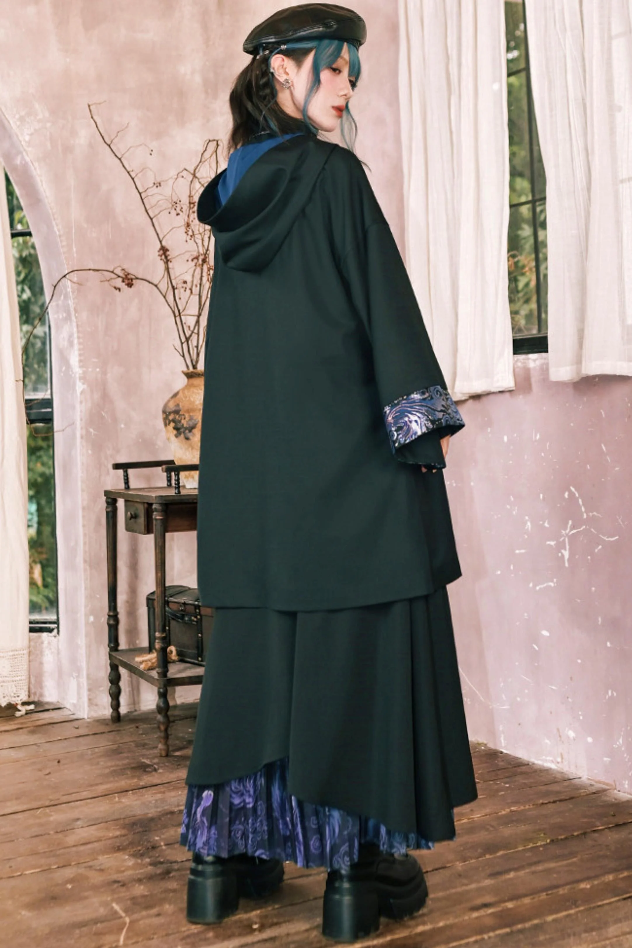 Edgy Hood Cape Coat - Image 10