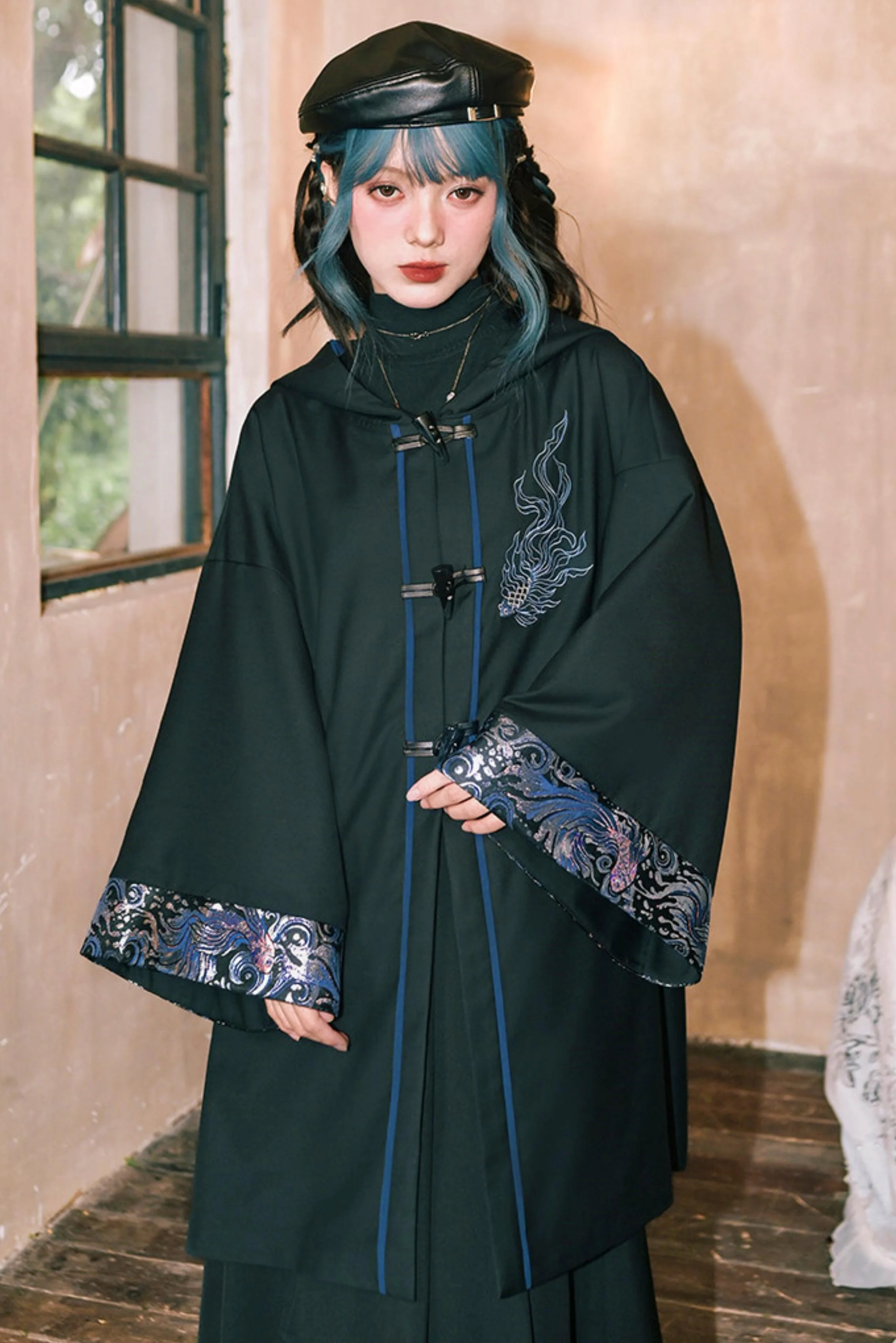 Edgy Hood Cape Coat - Image 12