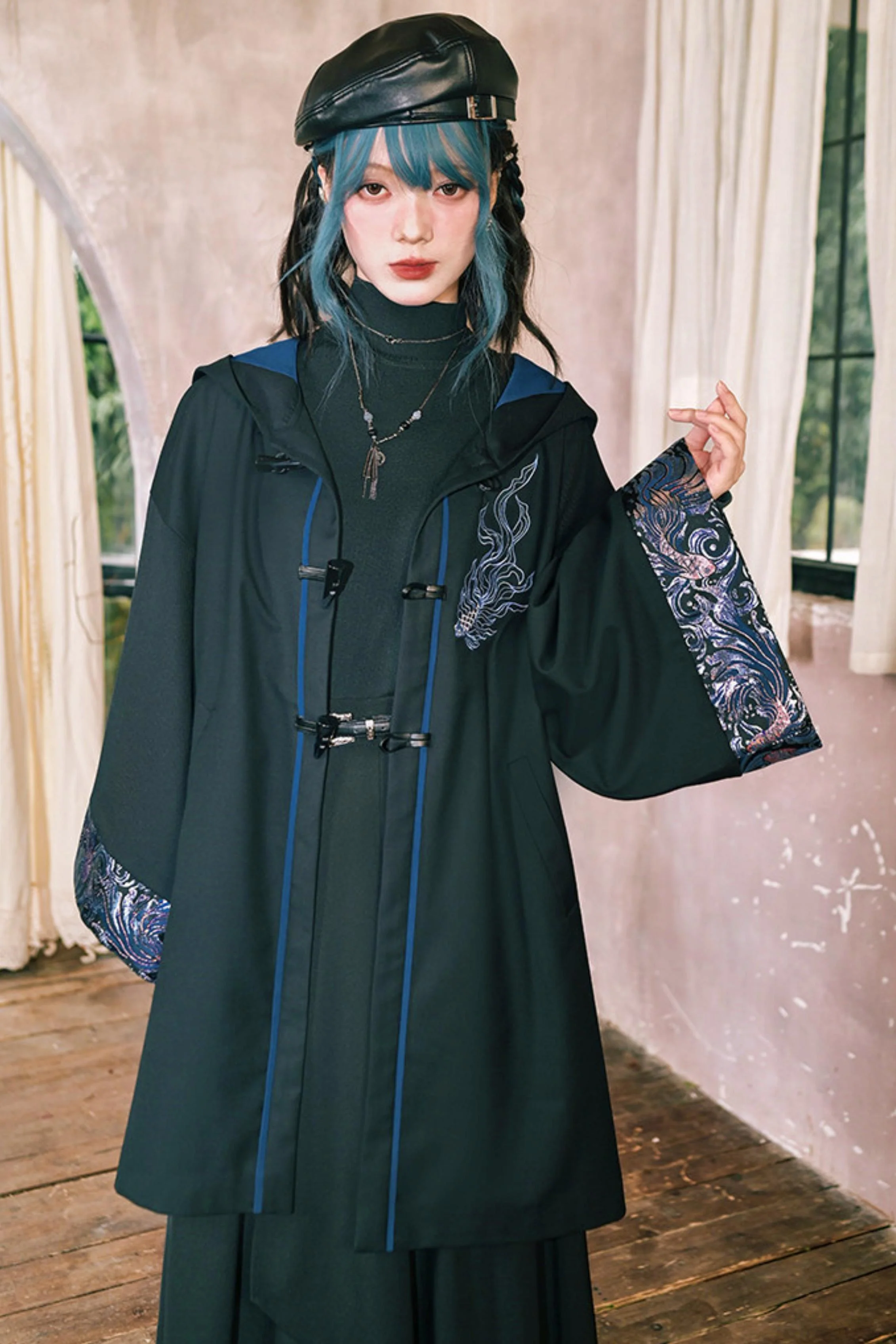Edgy Hood Cape Coat - Image 13