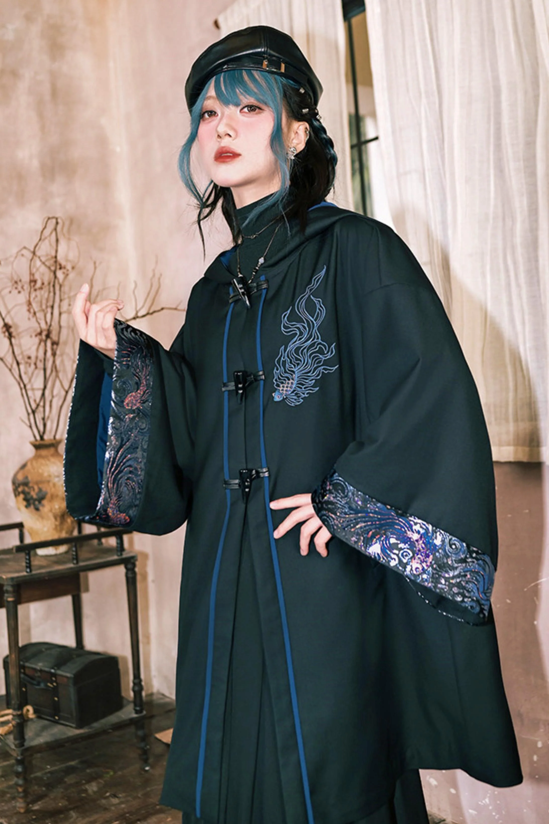 Edgy Hood Cape Coat - Image 16