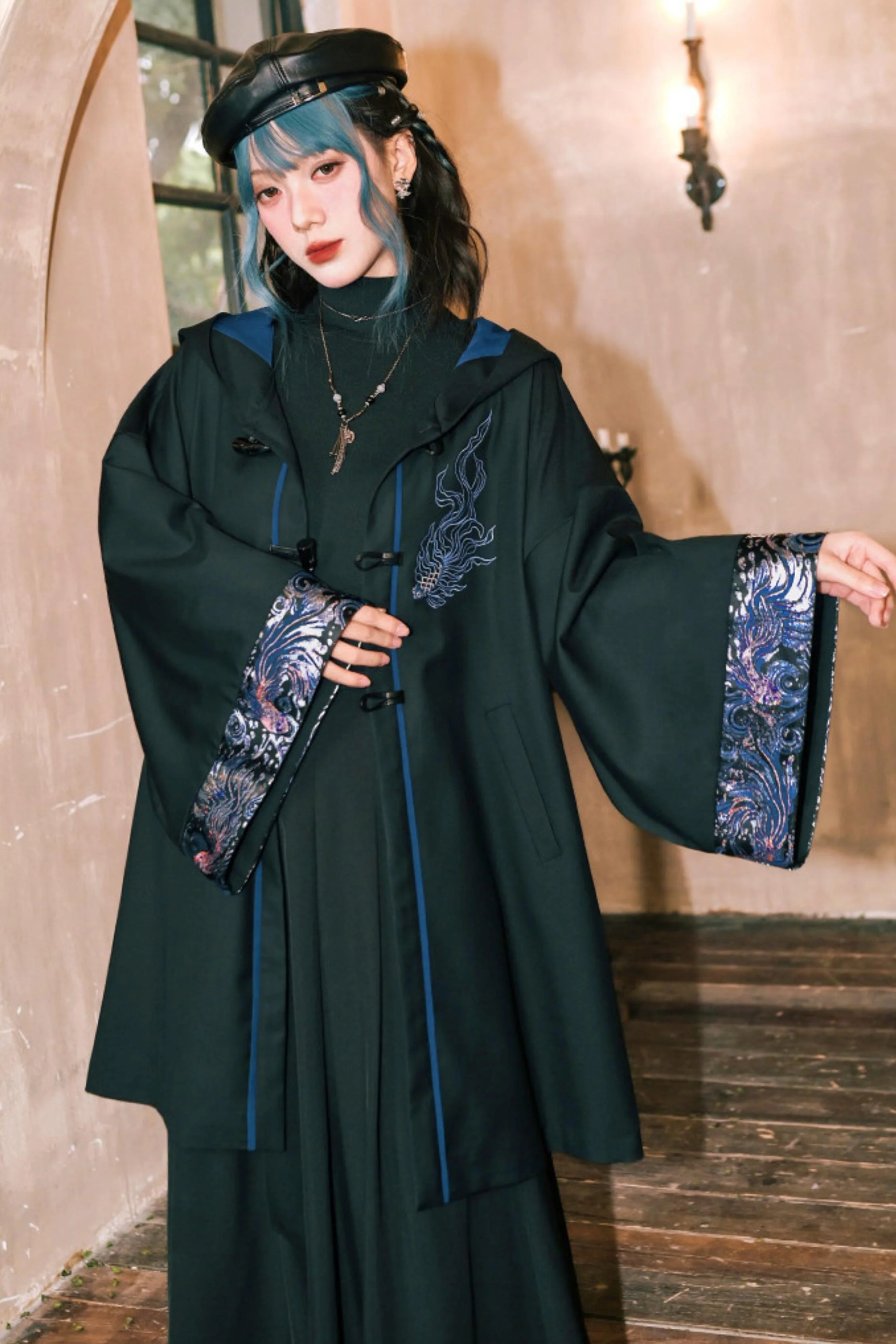 Edgy Hood Cape Coat - Image 17