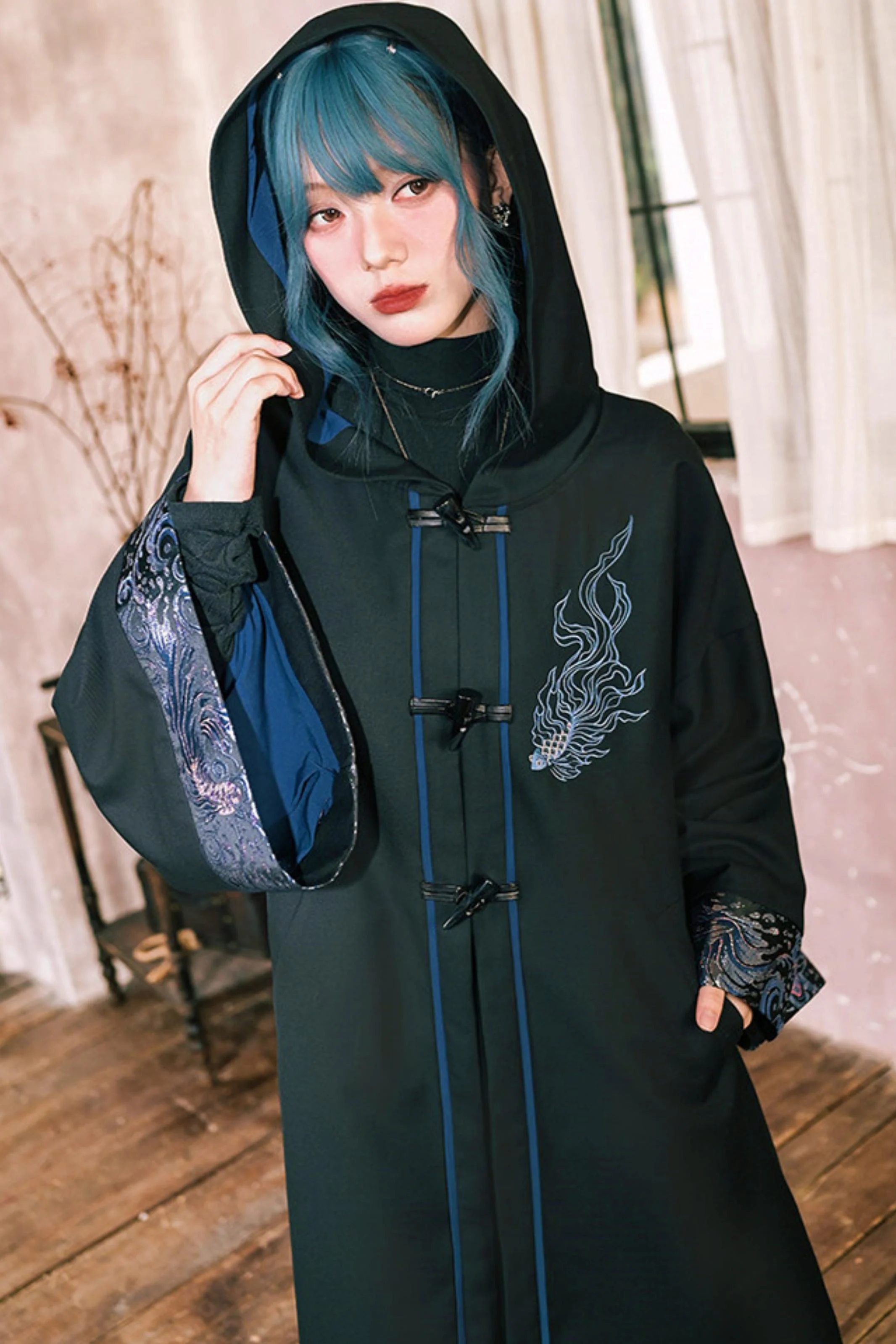 Edgy Hood Cape Coat - Image 18