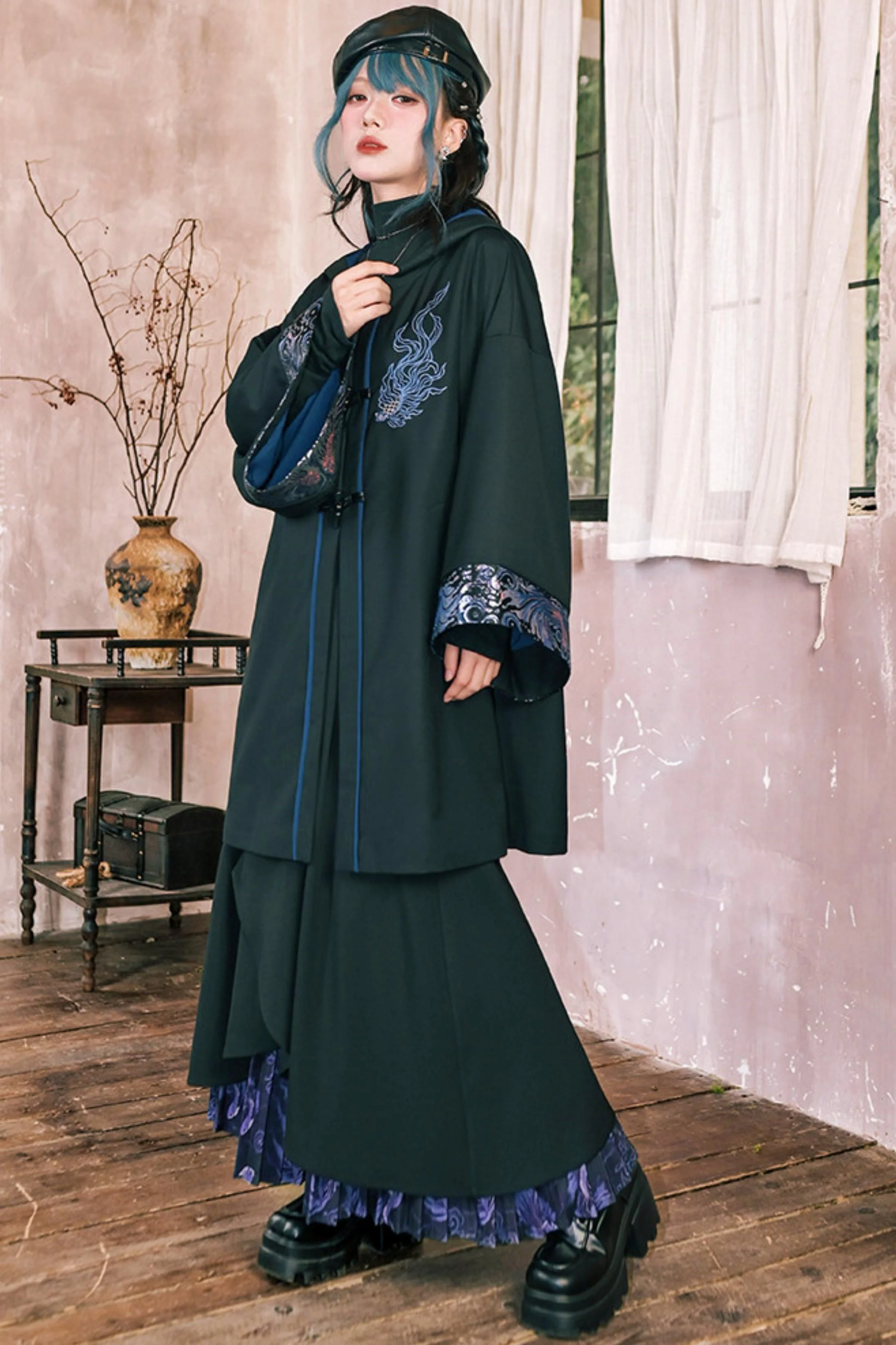 Edgy Hood Cape Coat - Image 7