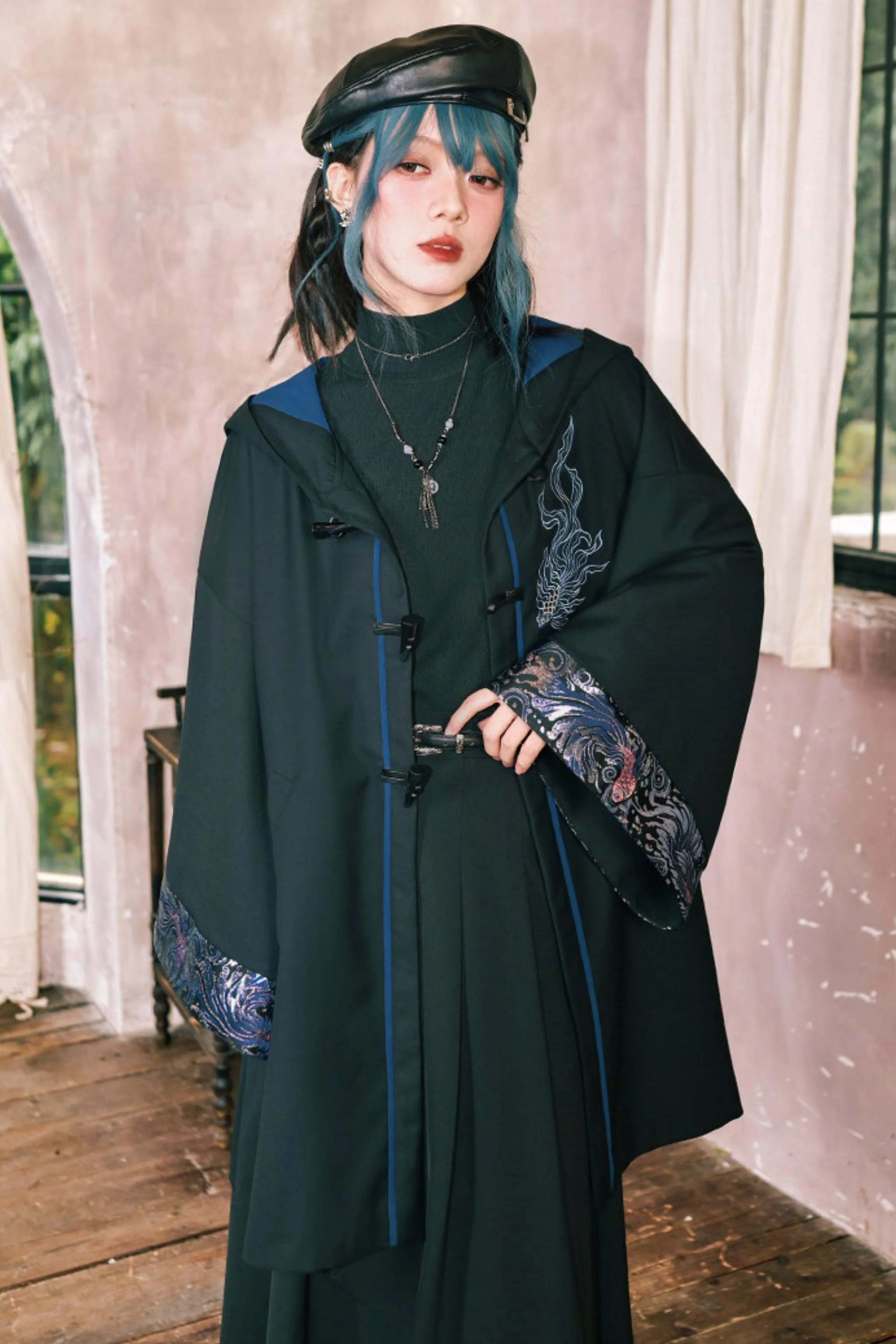 Edgy Hood Cape Coat - Image 11