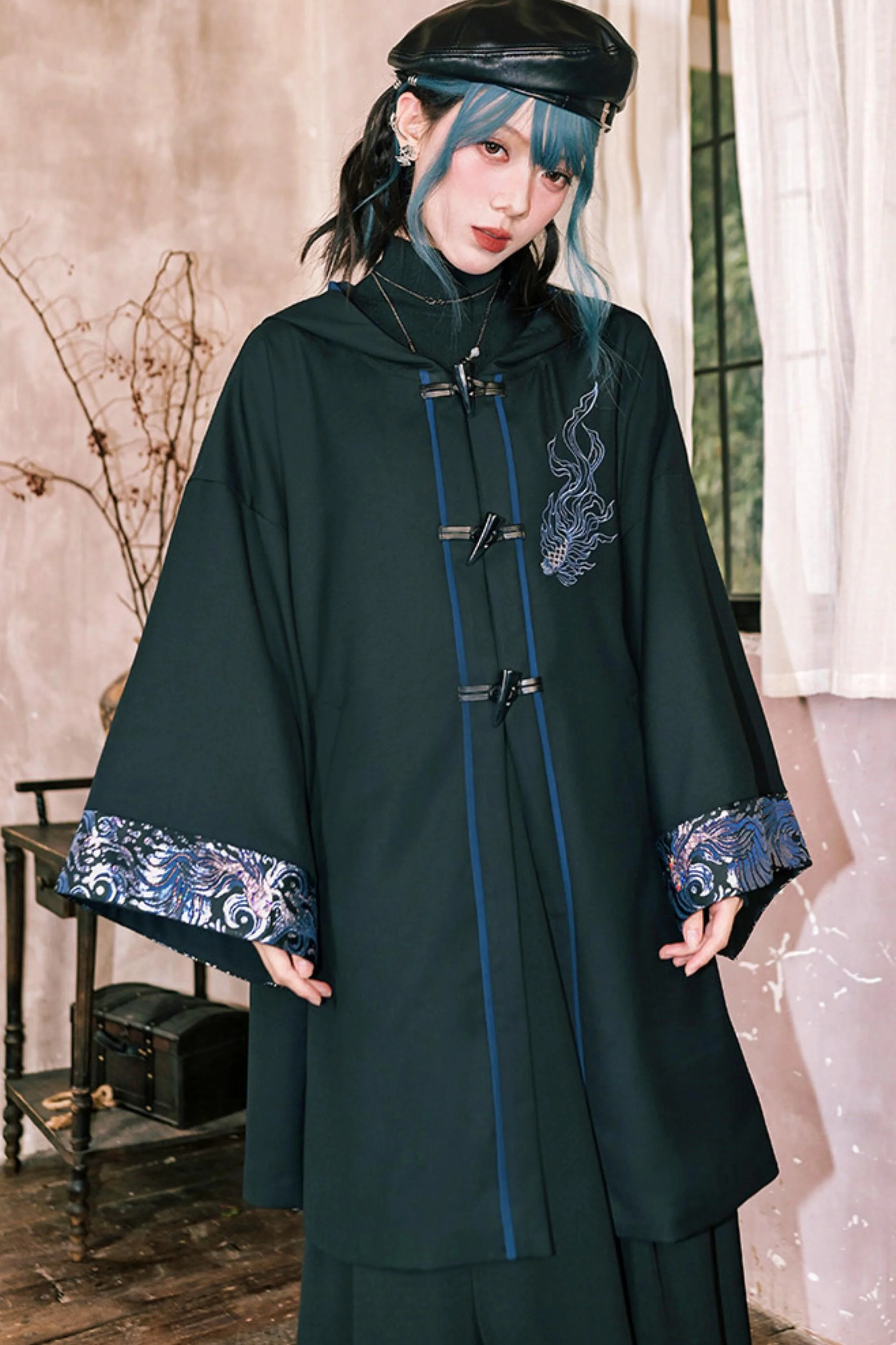 Edgy Hood Cape Coat - Image 15