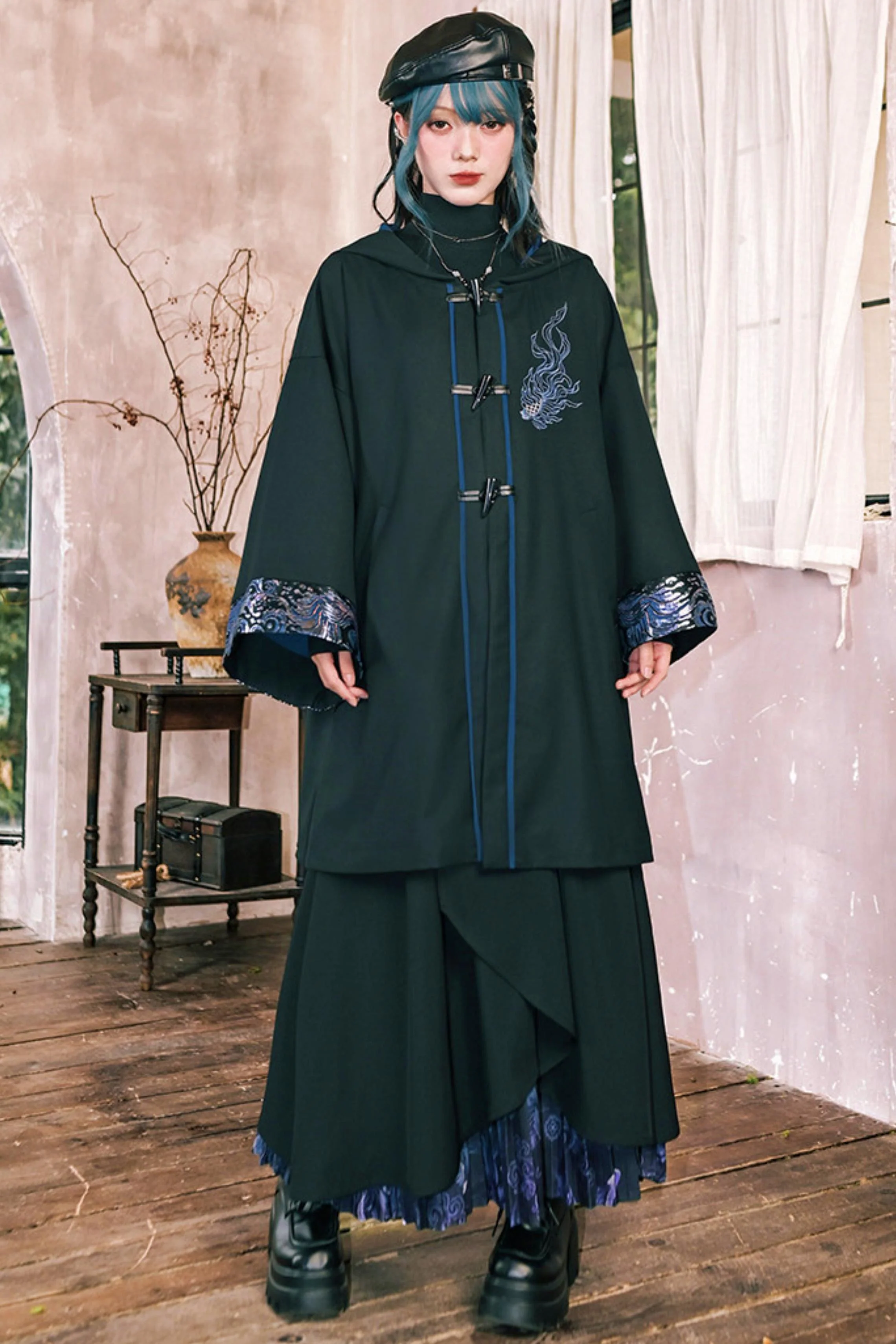Edgy Hood Cape Coat - Image 5